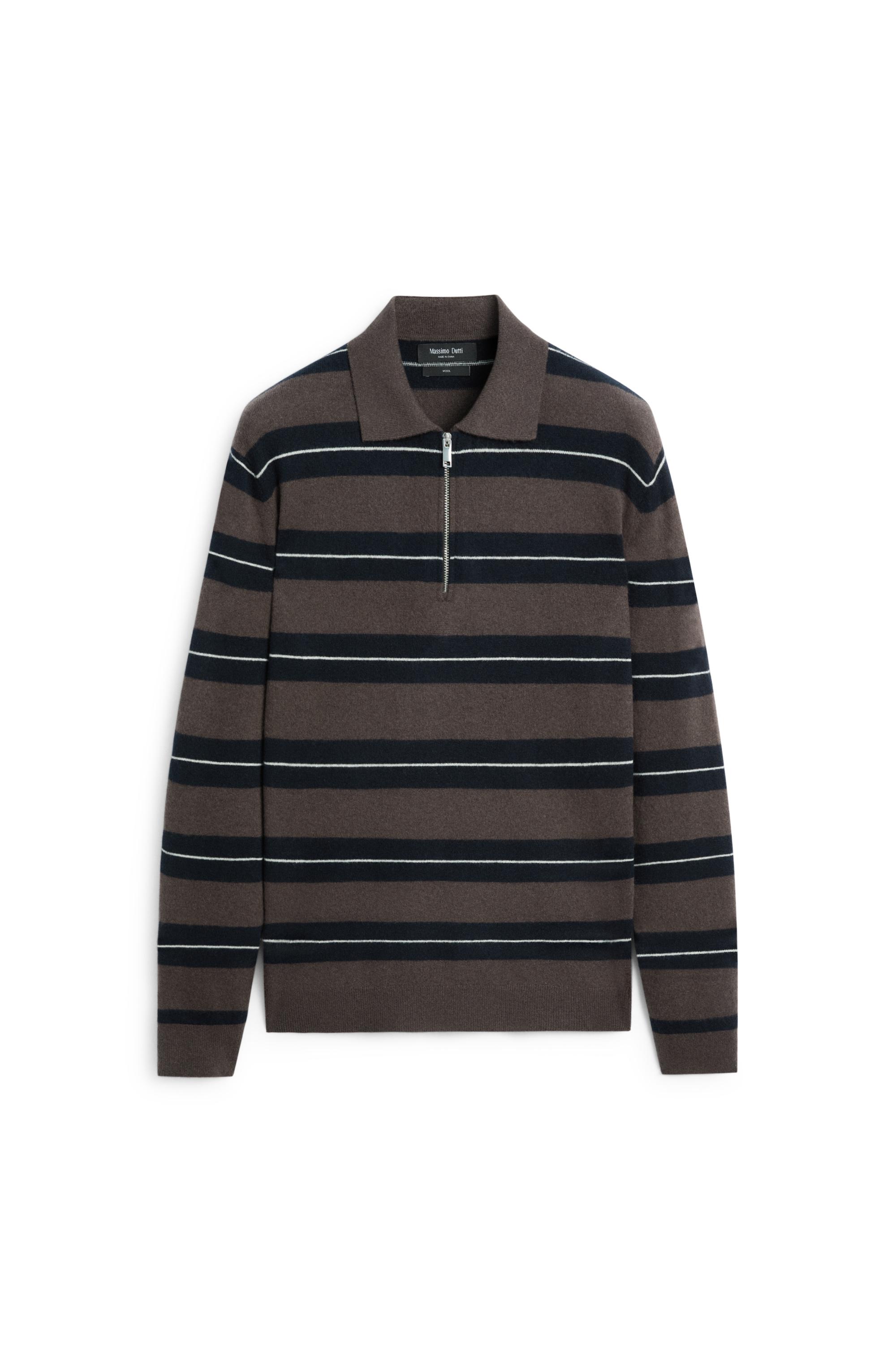 Massimo Dutti Çizgili polo yaka kazak