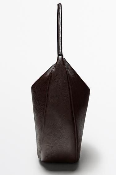Medium slouch nappa leather bag — BROWN 4