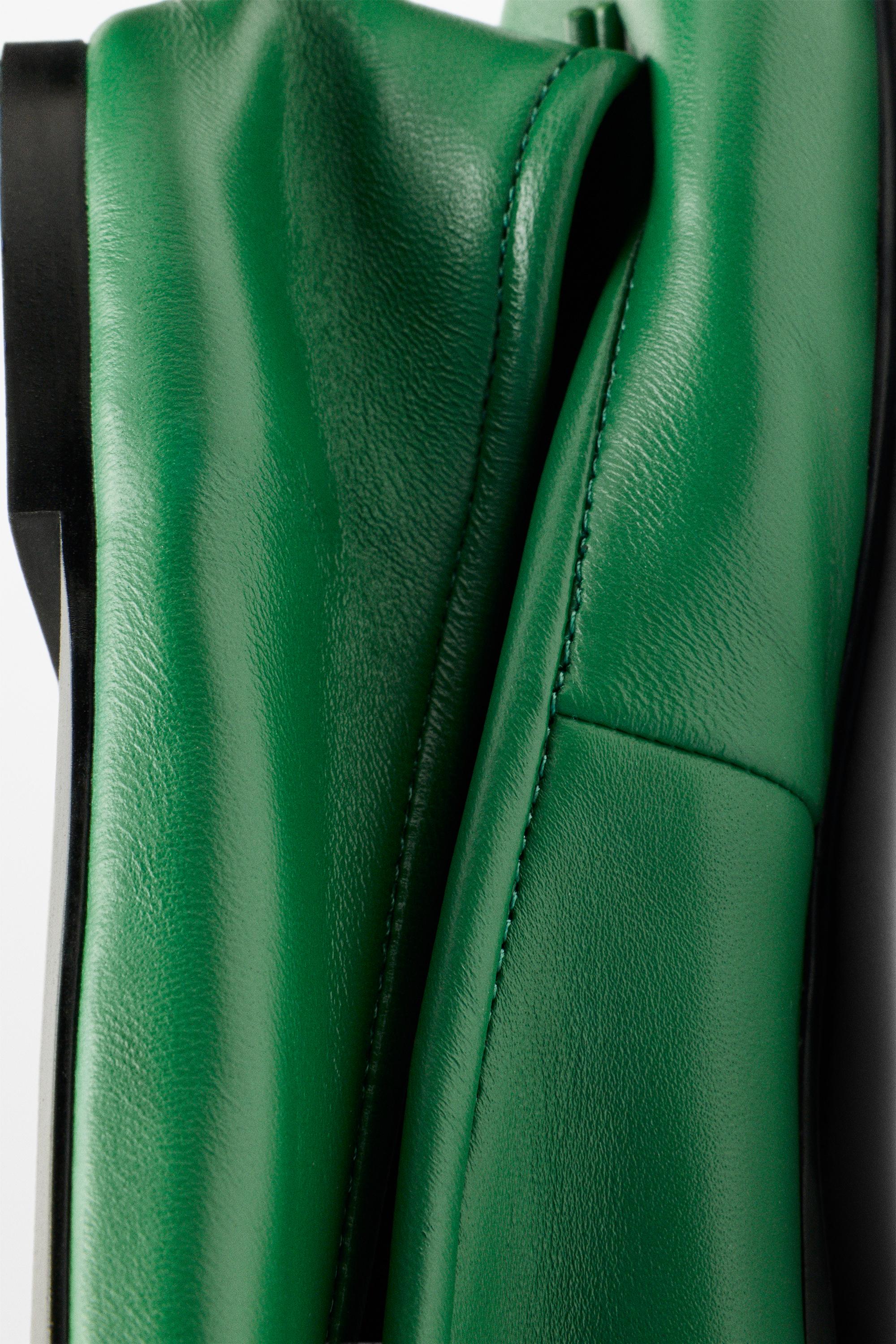 Leather knot ballet flat — GREEN
