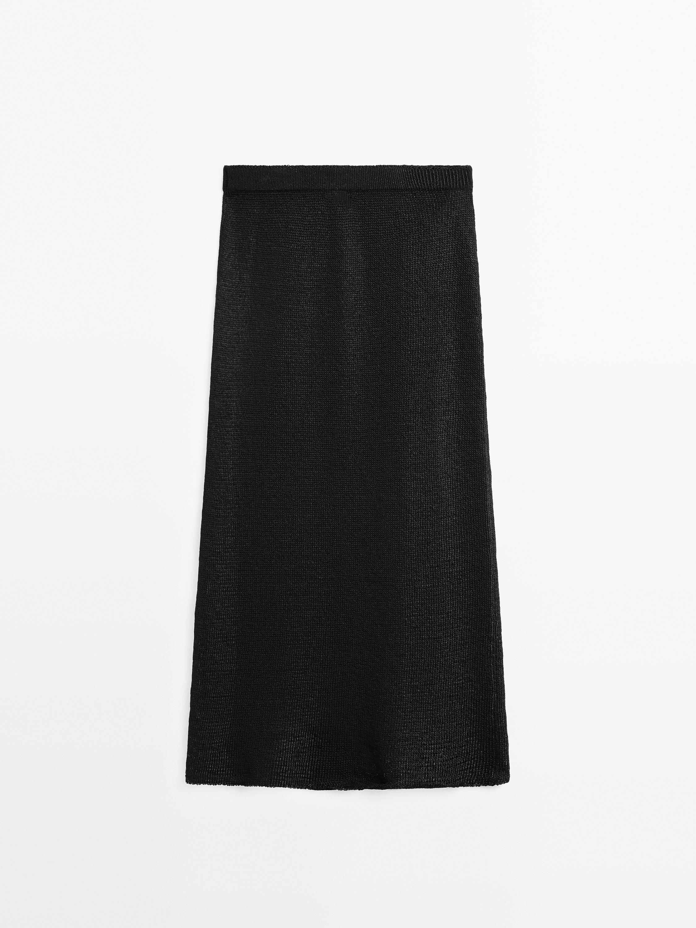 Jupe midi en maille ajourée