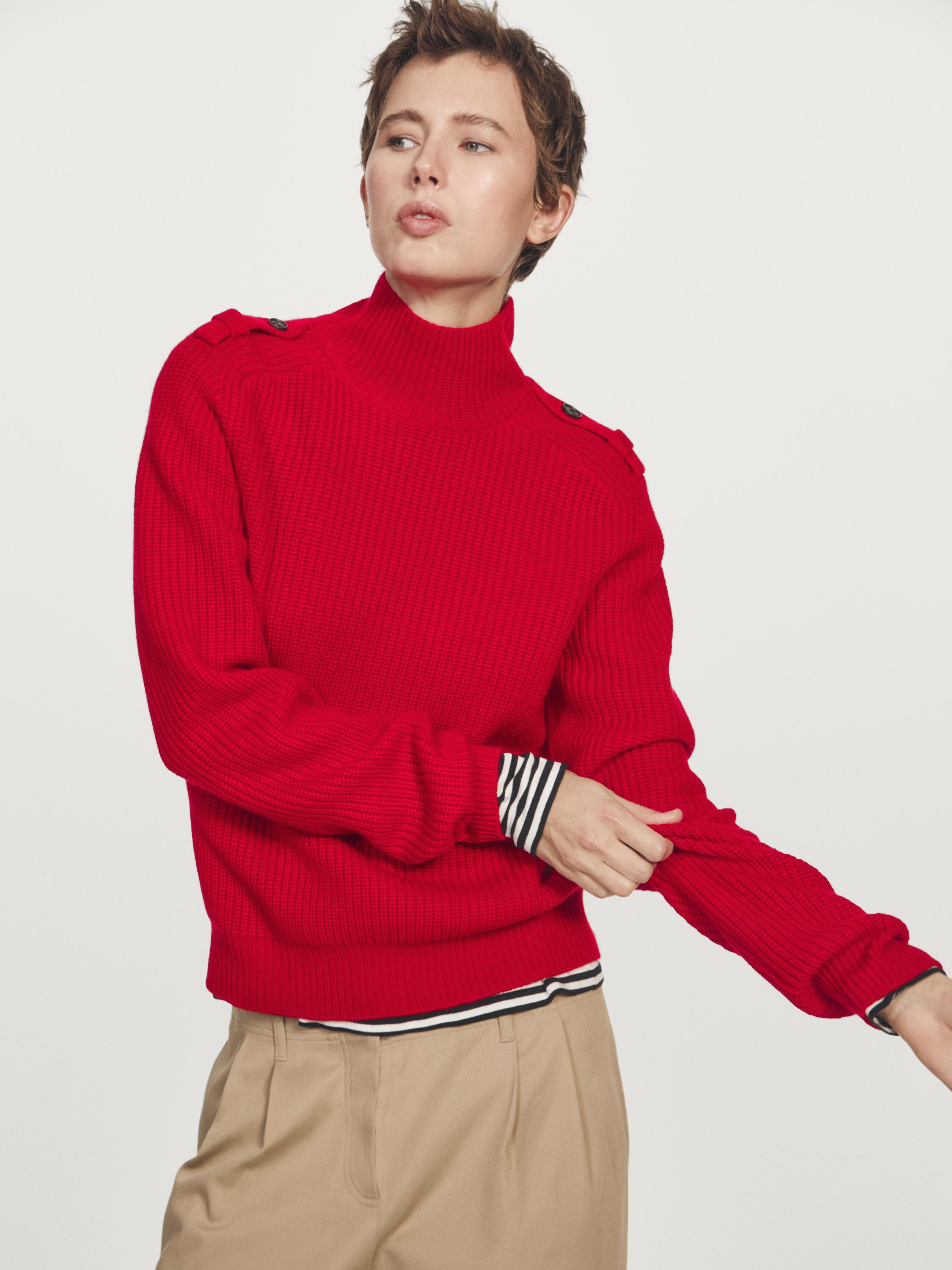Wool blend sweater with shoulder detail