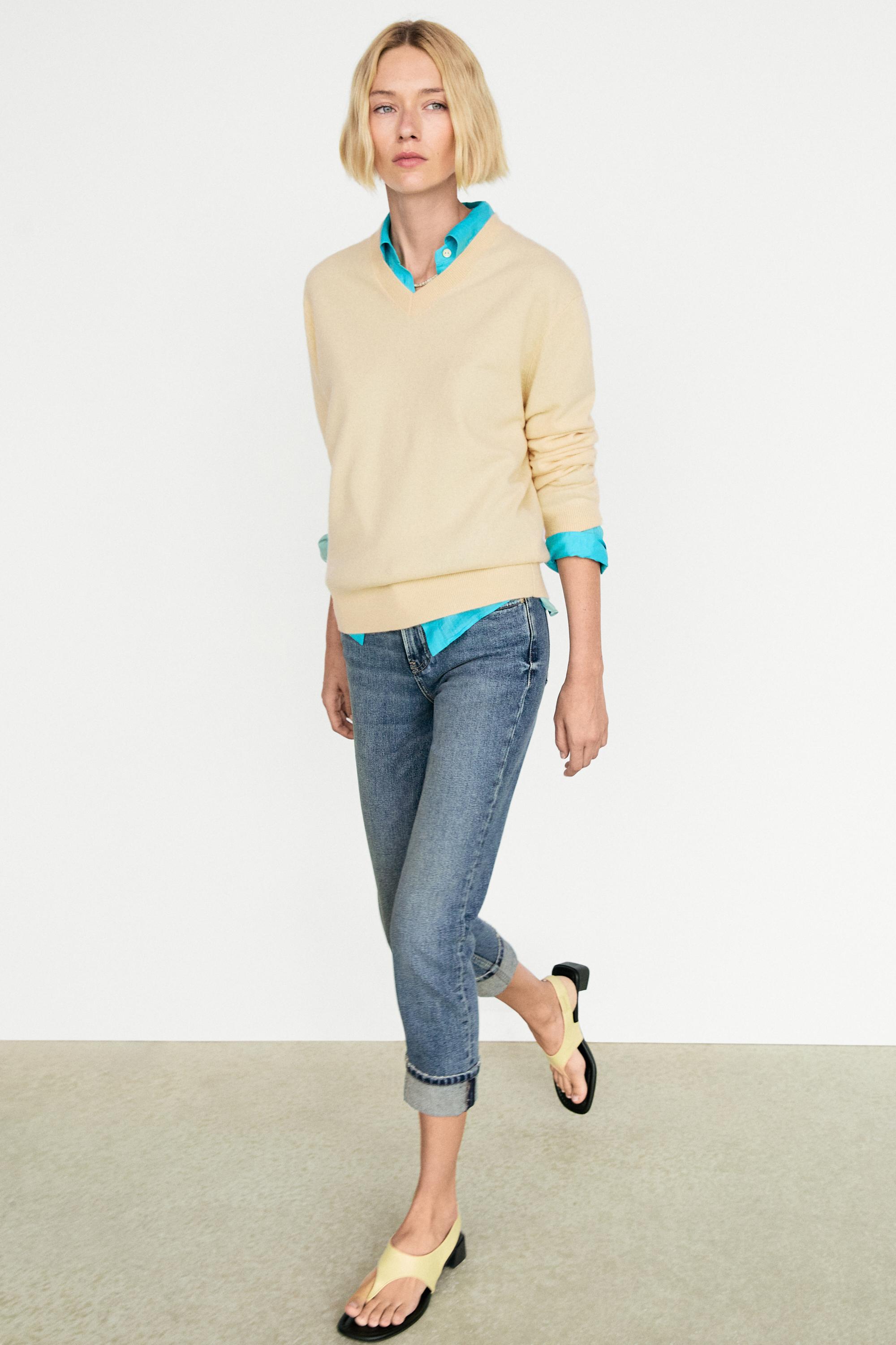 100% cashmere knit sweater — Vanilla