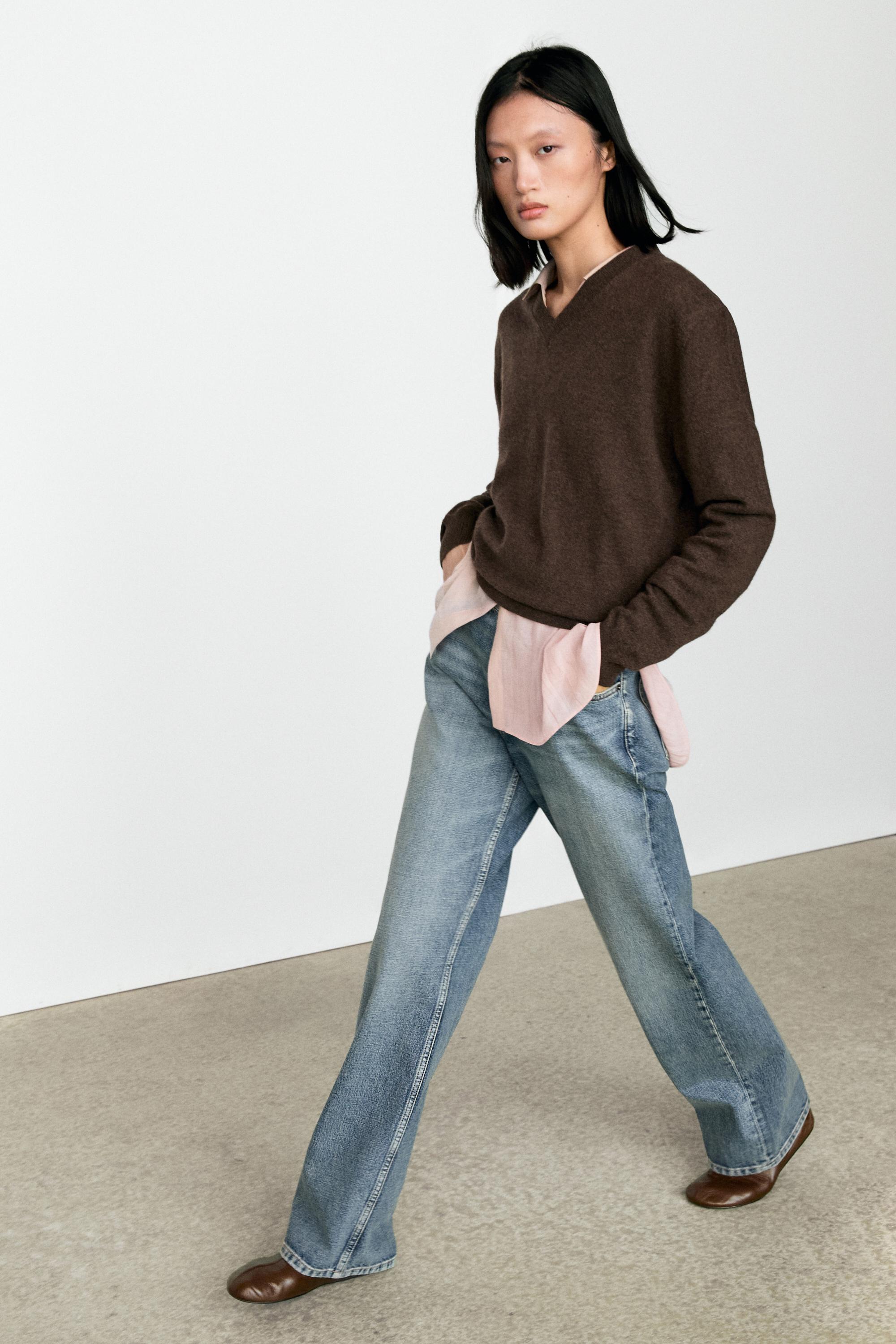 100% cashmere knit sweater — Tobacco brown