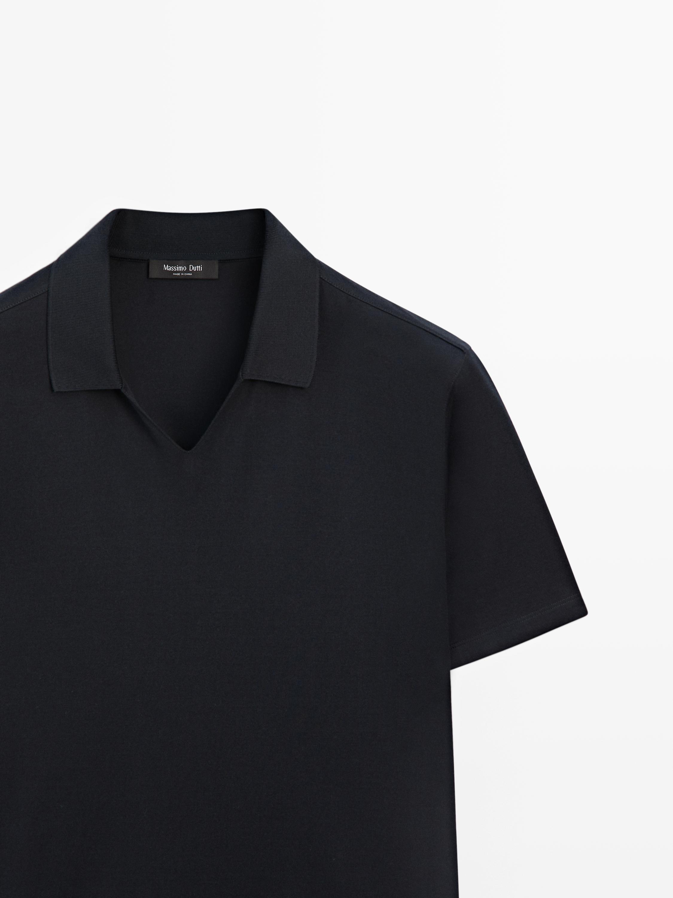 Pamuklu V yaka polo t-shirt