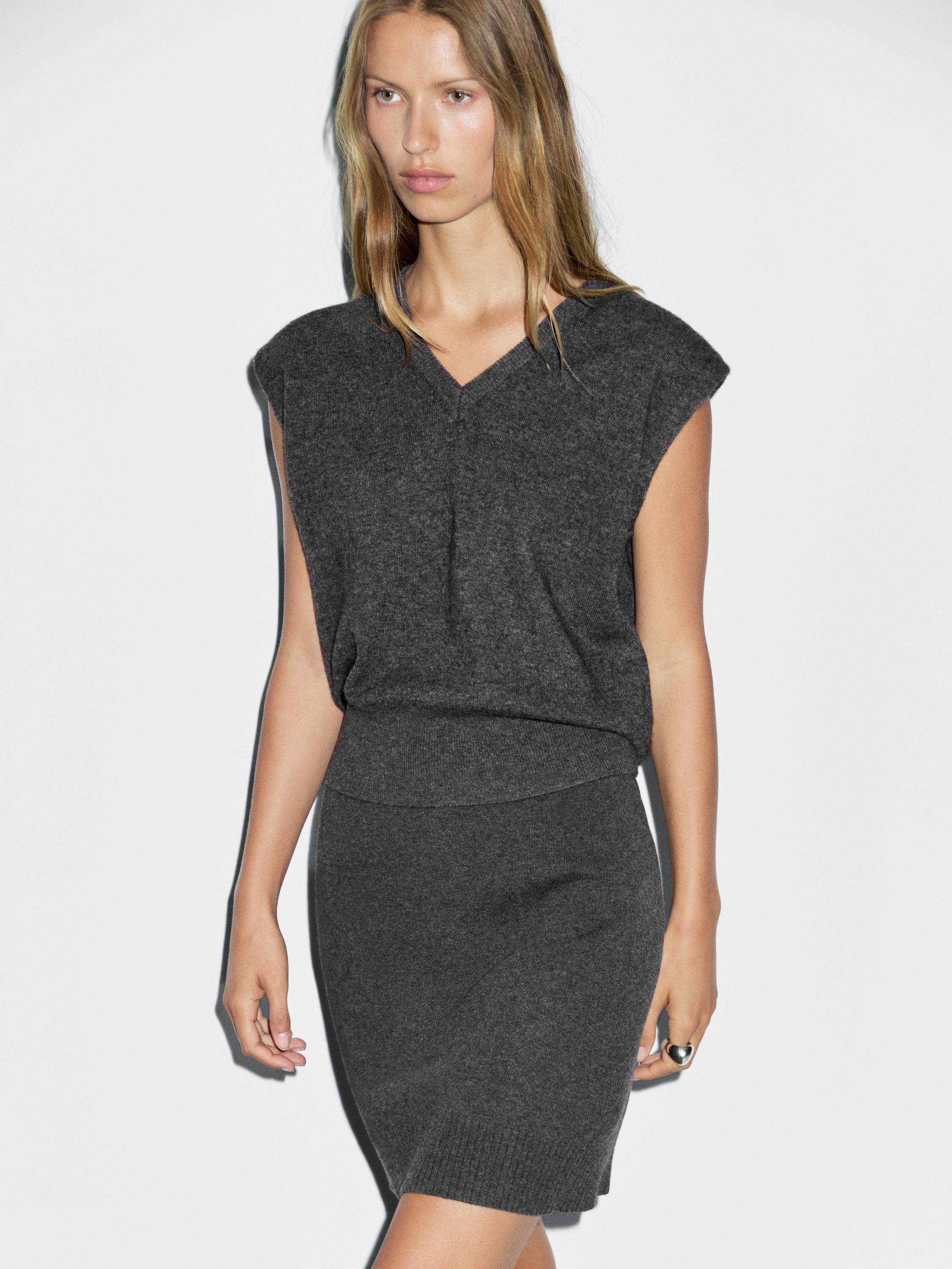 Wool blend mini skirt