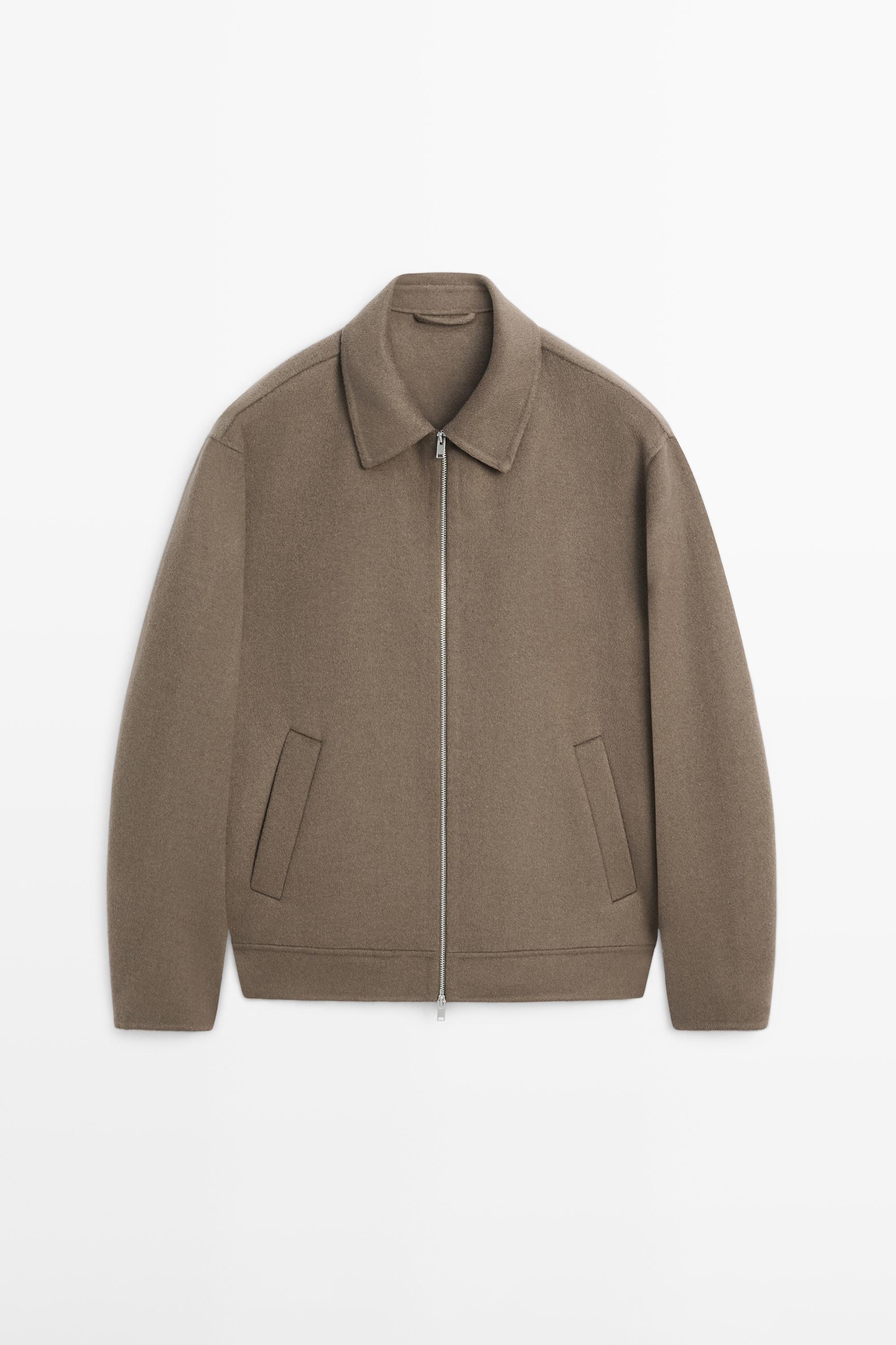 Wool blend jacket with pockets — GREENISH