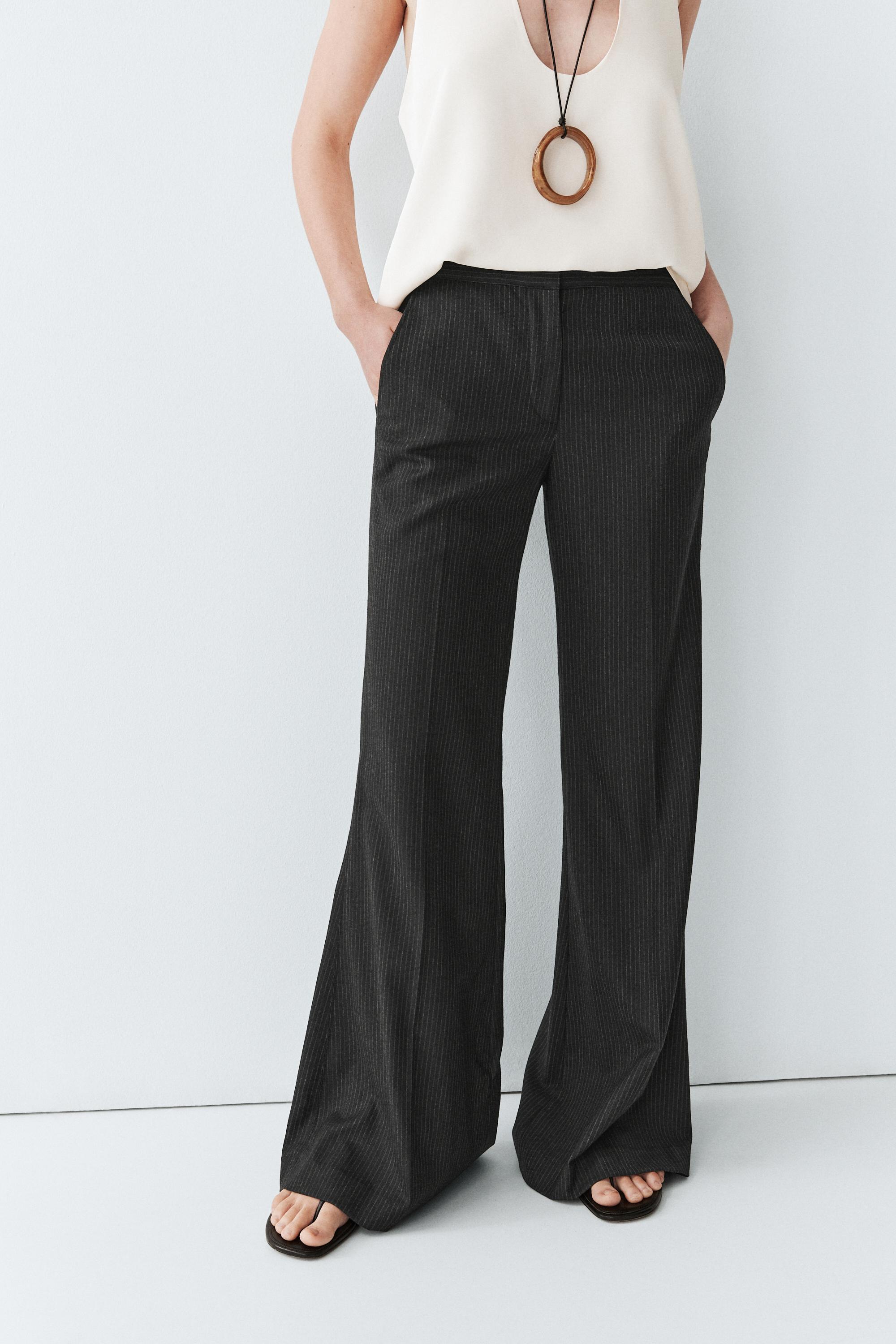 Flare fit pinstripe trousers — CHARCOAL