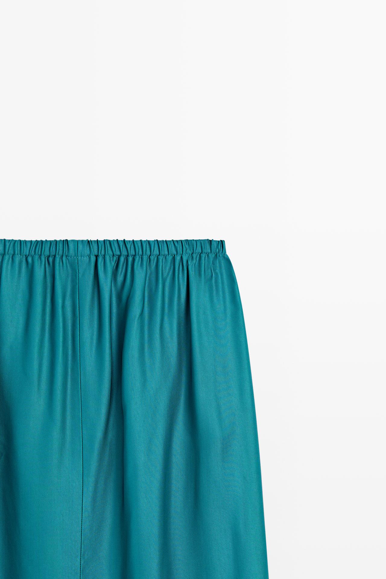 Satin midi skirt with pockets — BLUE