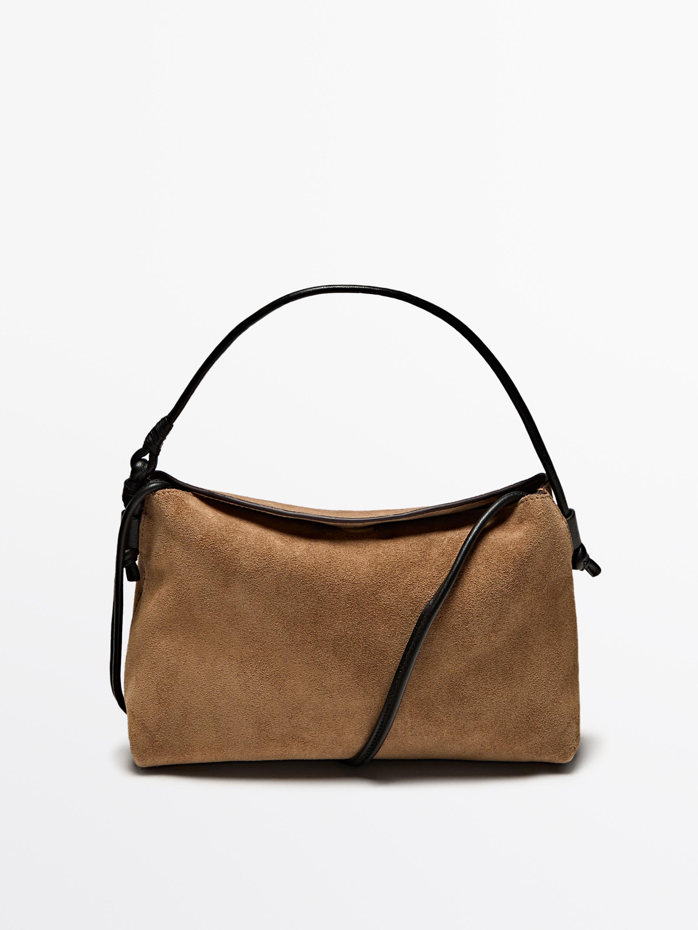 Mini split leather suede bag with knots · Sand · Acessórios | Massimo Dutti