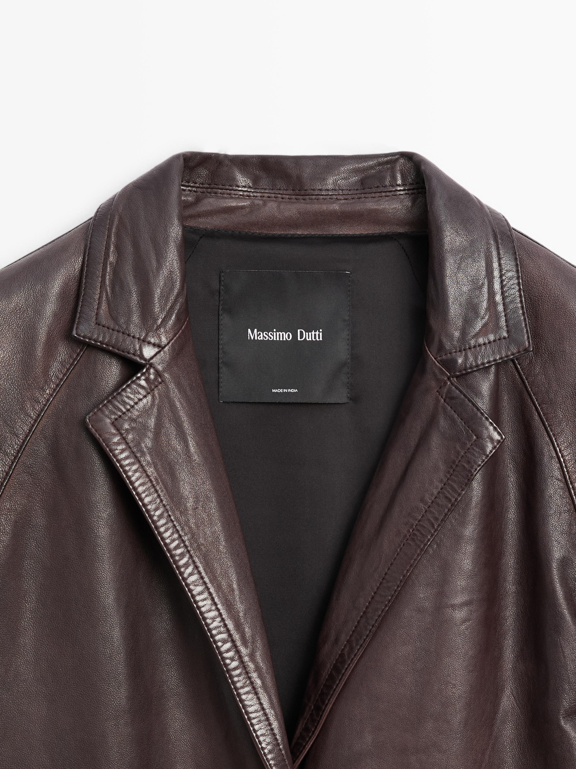 Manteau long en cuir nappa