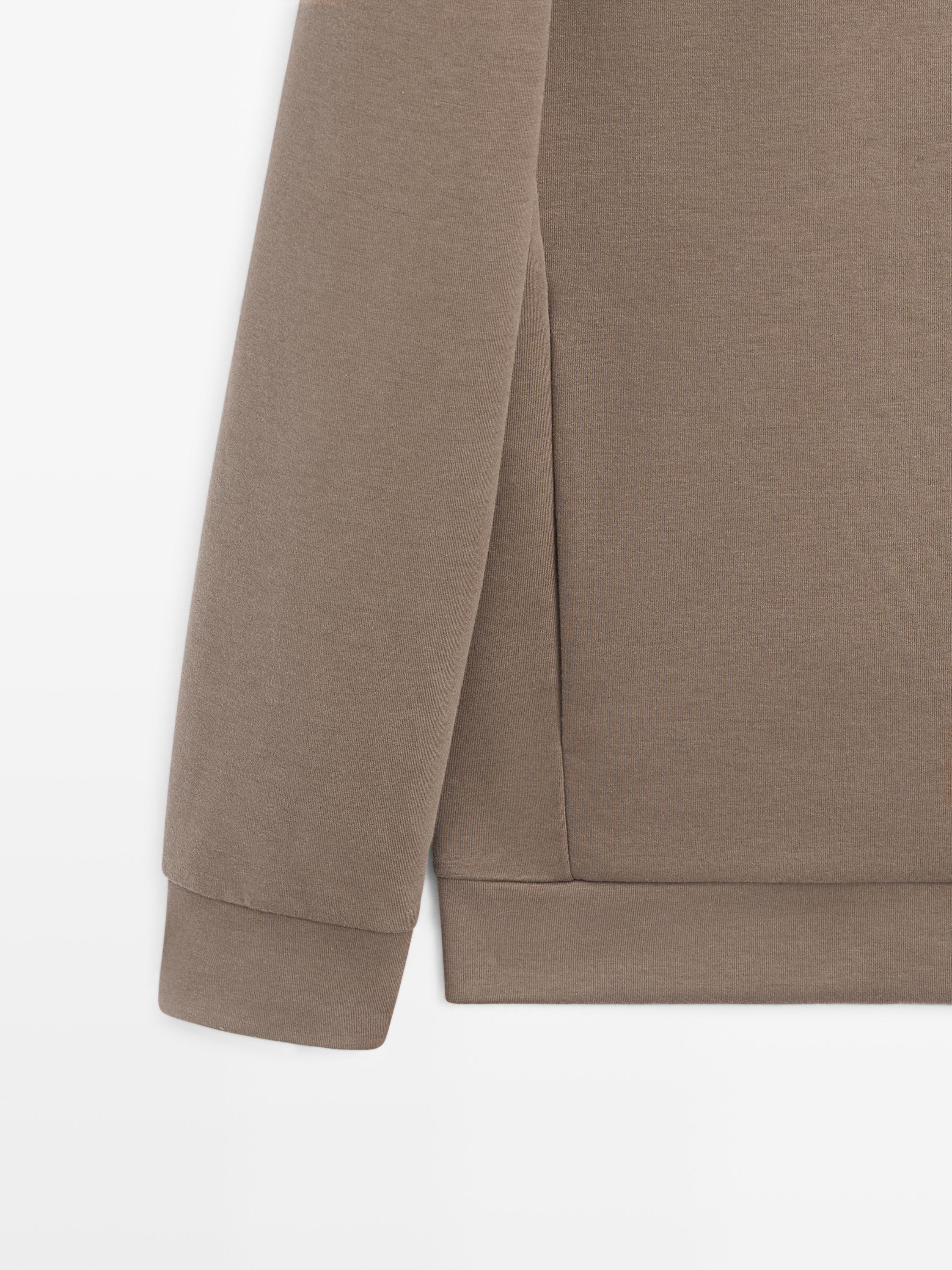 Cotton blend hooded jacket — KHAKI