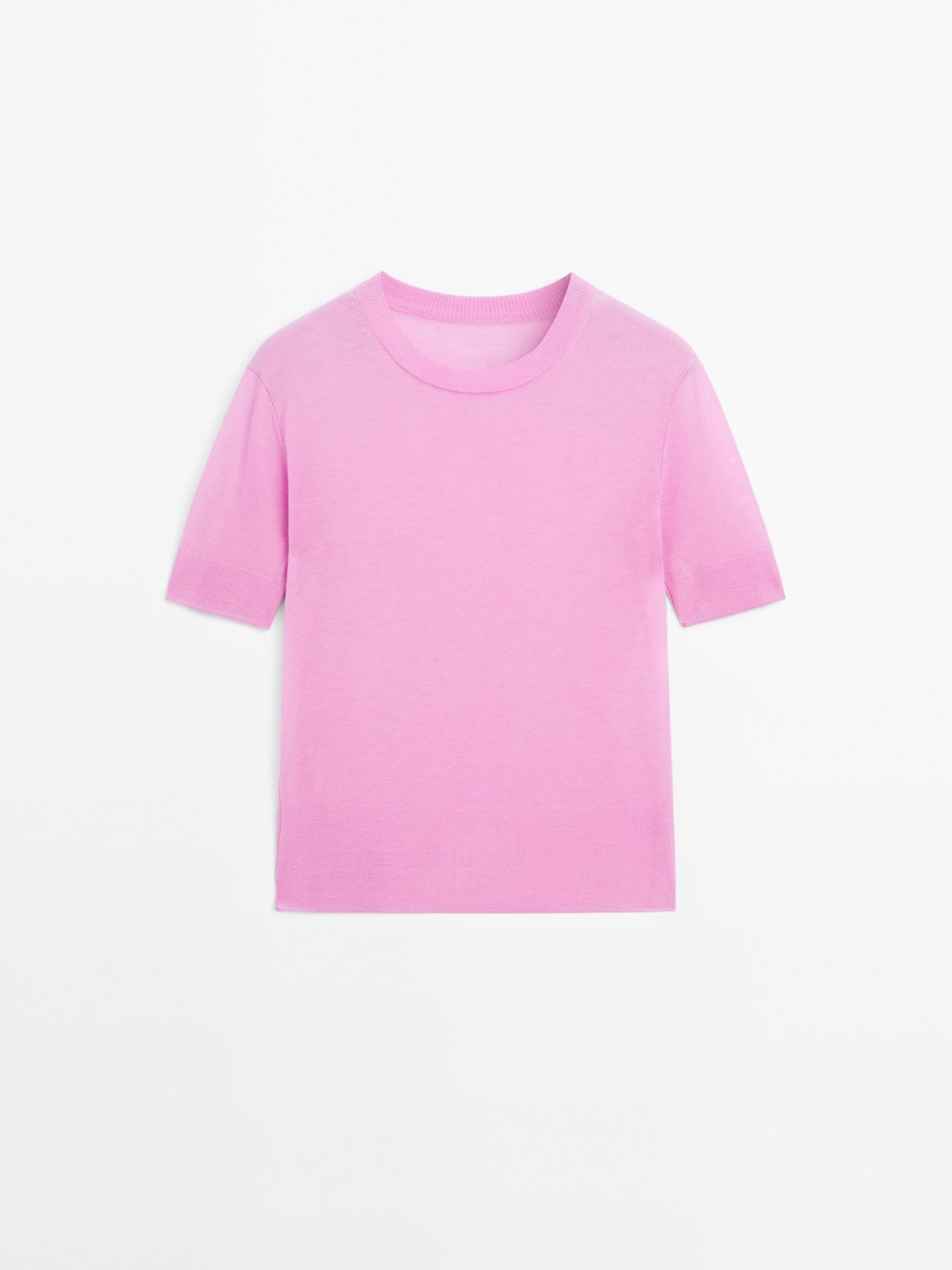 Massimo Dutti - Dame - Kortærmet Trøje I Strik – Studio - Lavendel - M
