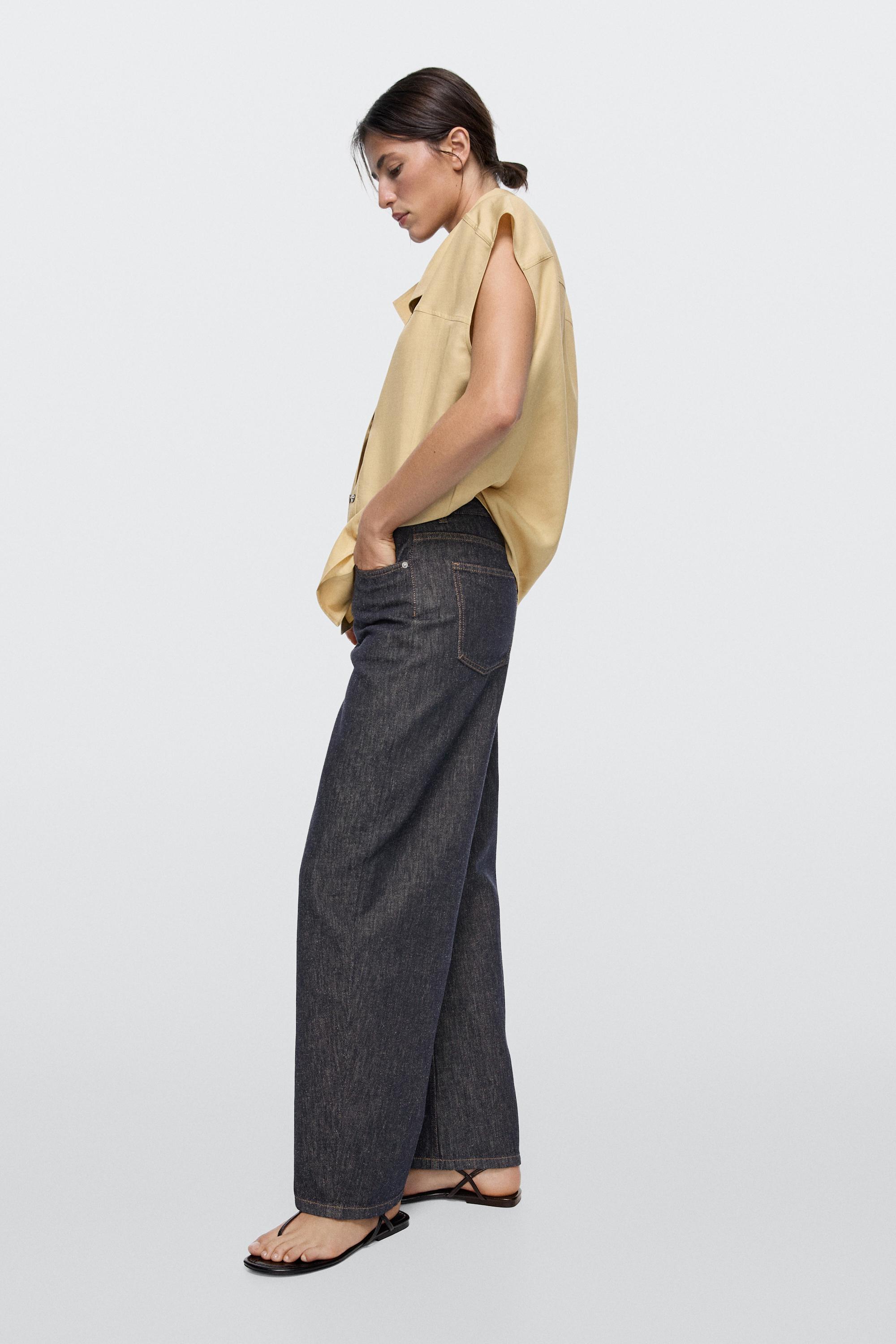 High-waist barrel fit jeans — DARK BLUE