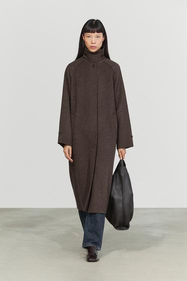 Long melange wool blend coat — LEAD 1