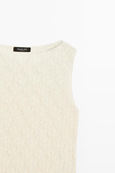 Sleeveless open-knit top — CREAM 4