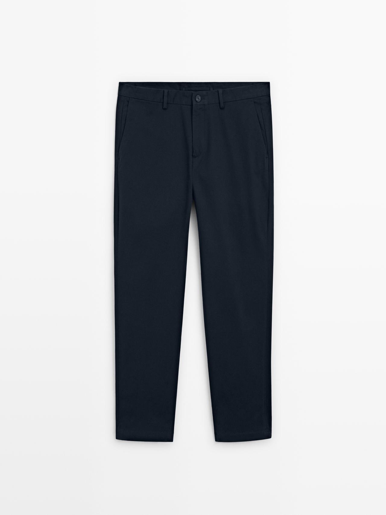 Massimo Dutti - Herre - Slim Fit Bukser I 100 % Bomuld - Marineblå - 48