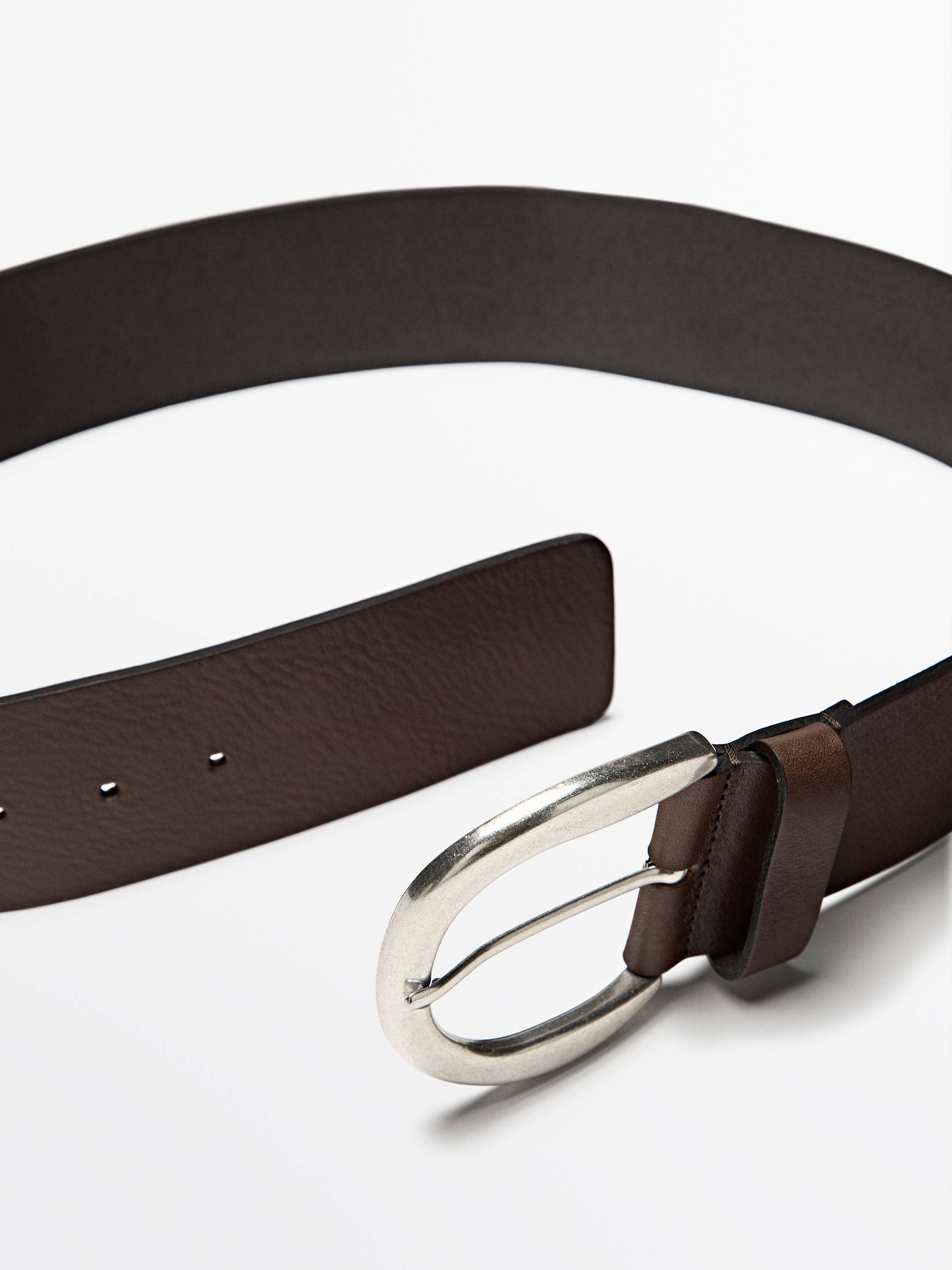 Wide nappa leather belt