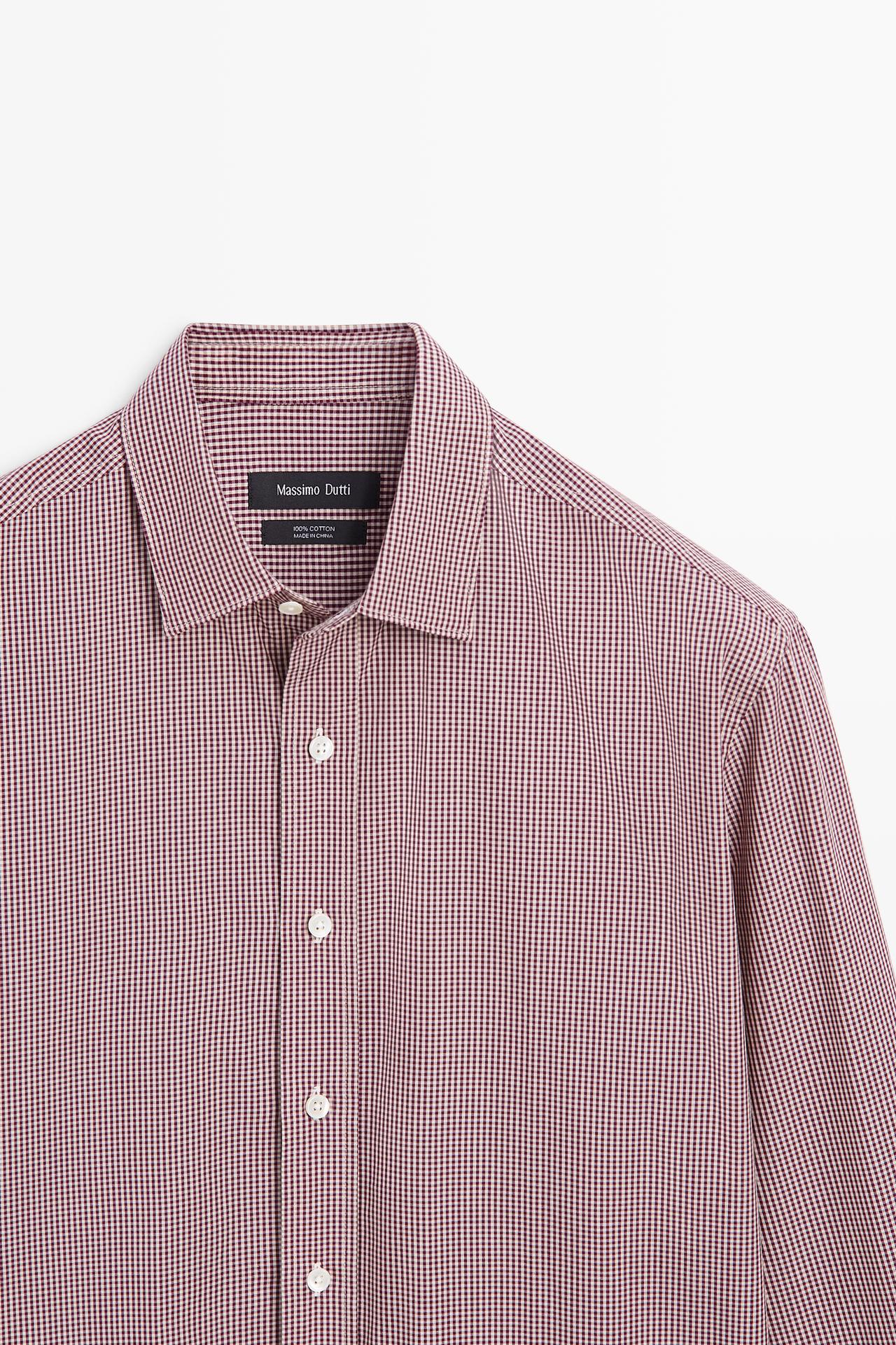 Regular fit gingham shirt — DARK PINK