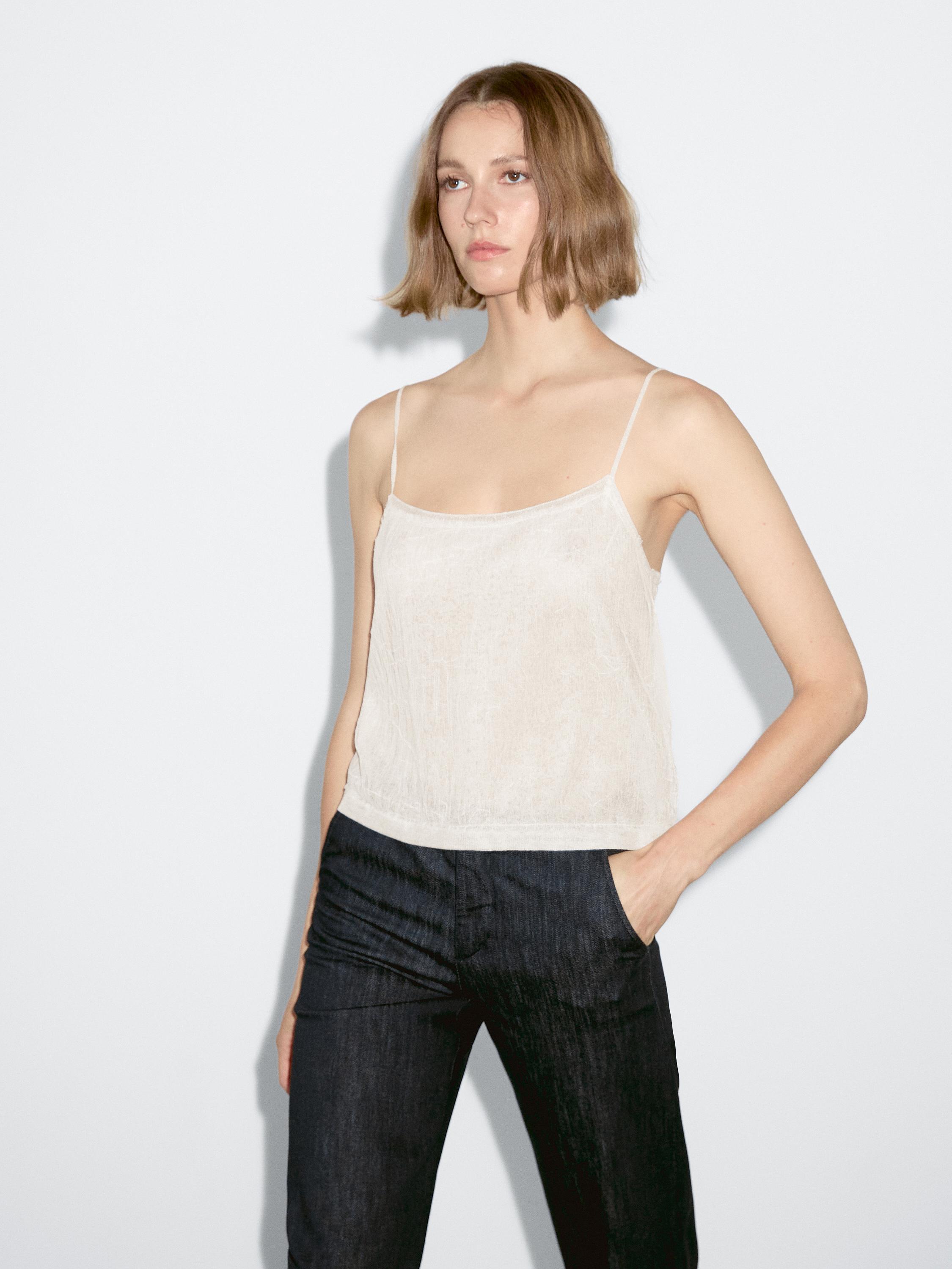Flowing strappy top with embroidery