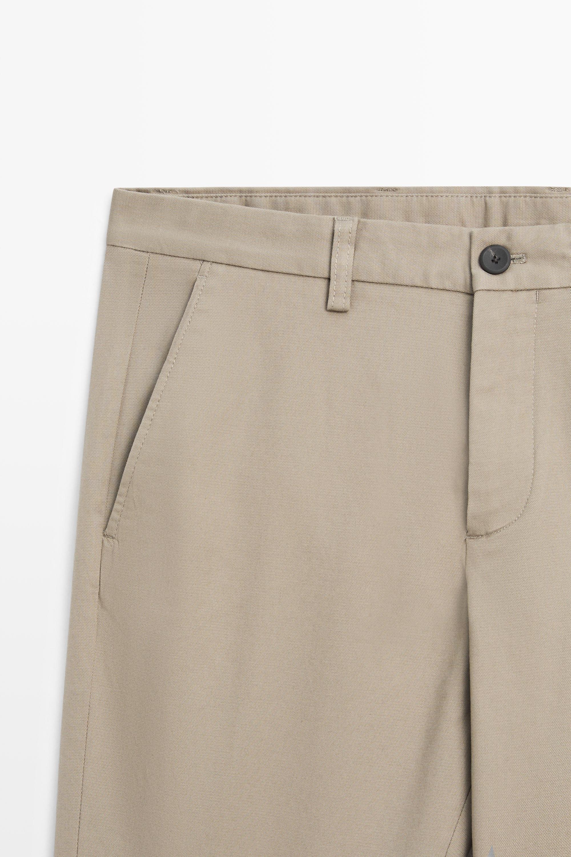 Cotton blend slim fit pants — GREEN