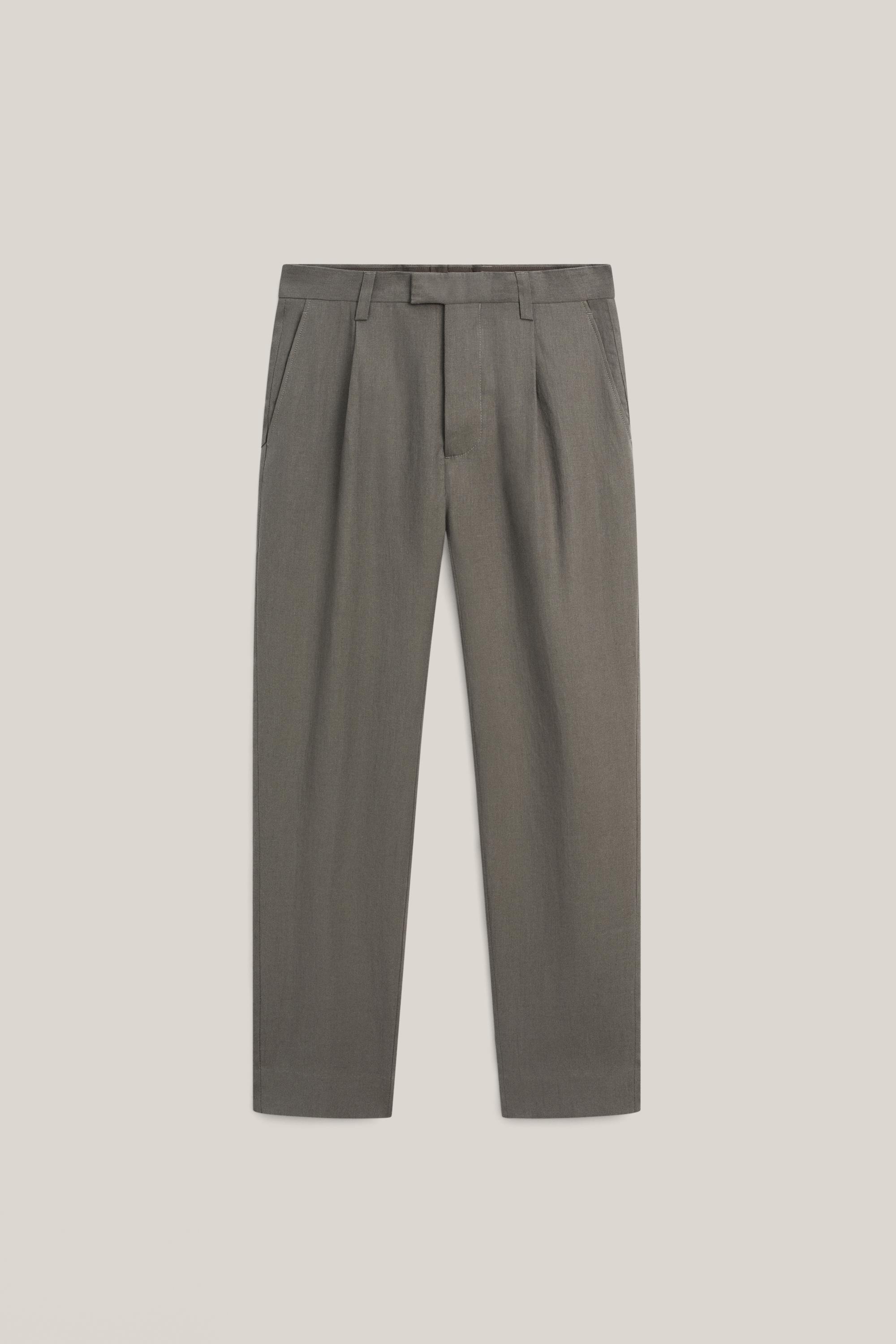 Linen suit trousers — DARK GREEN