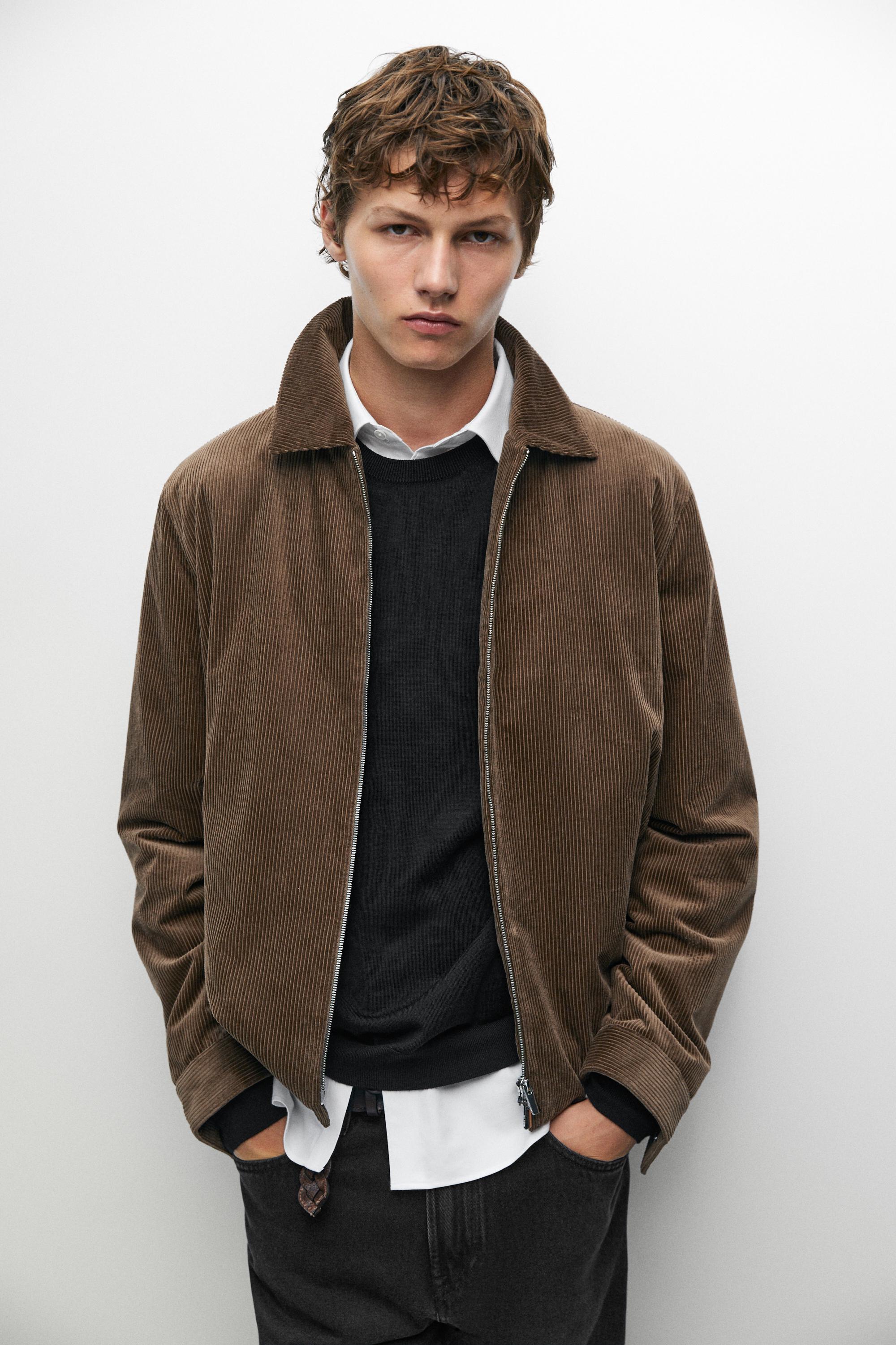 Quilted corduroy zip jacket