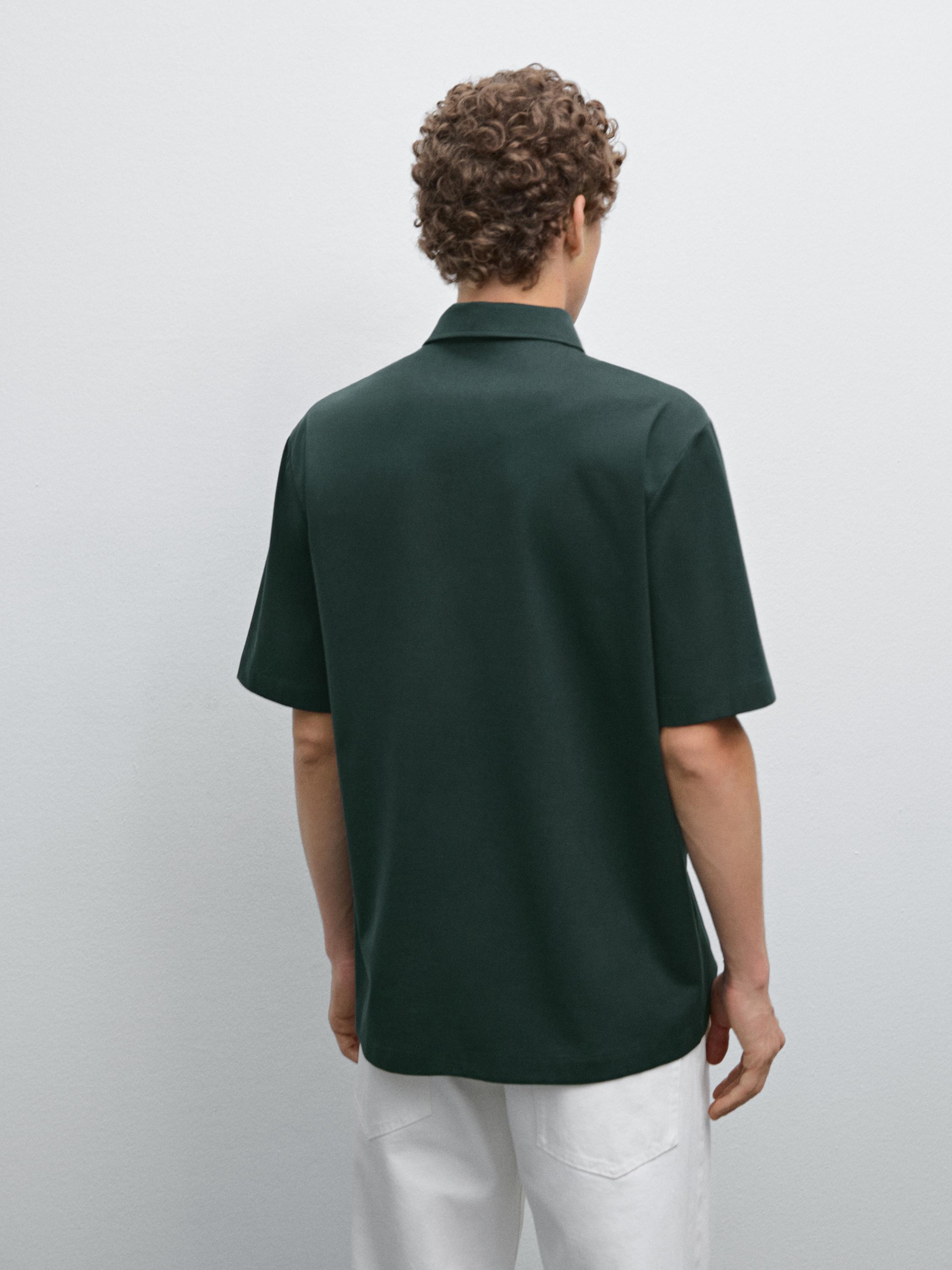 Slim fit cotton blend polo shirt
