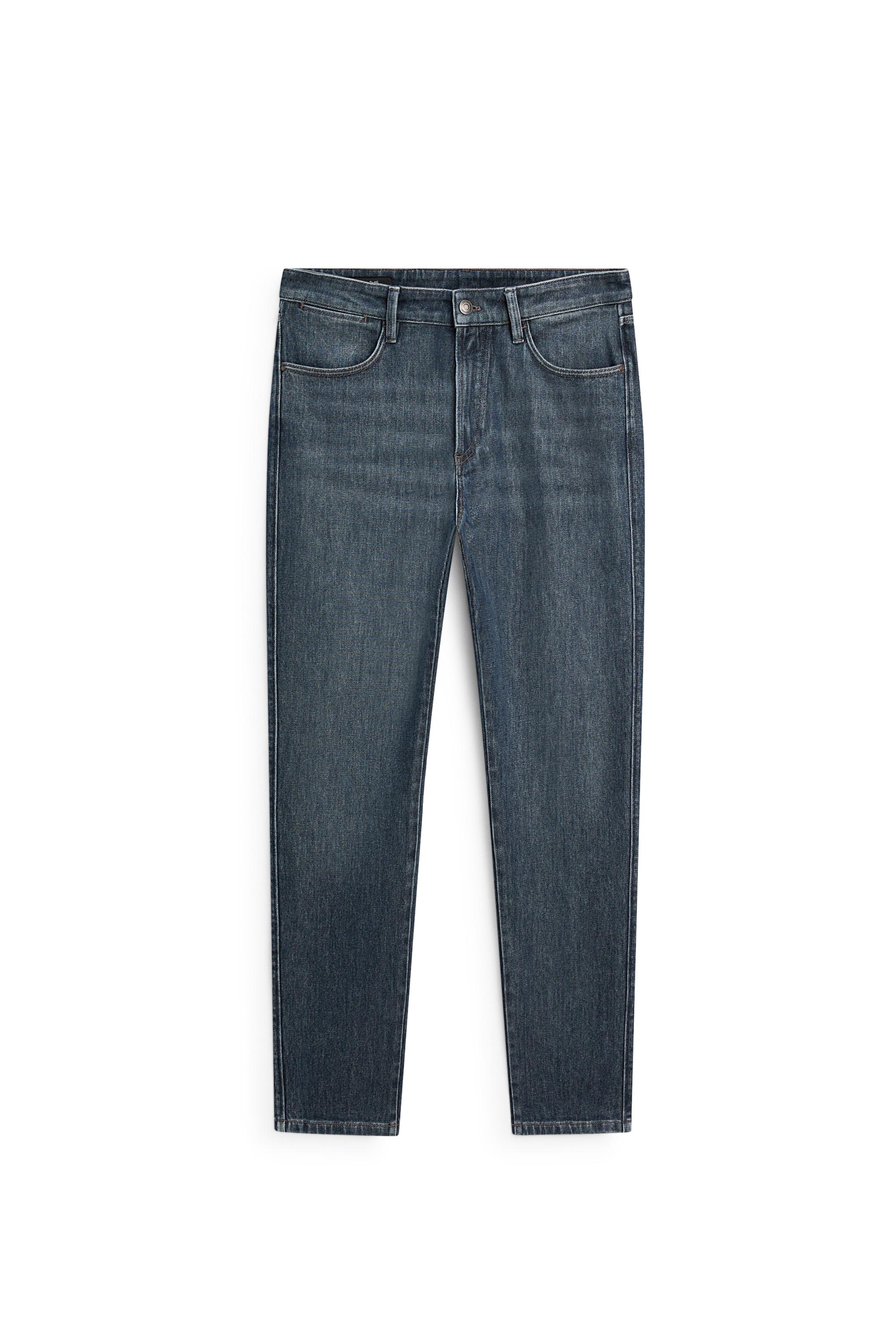 Enzymatic tapered fit jeans — DEEP BLUE