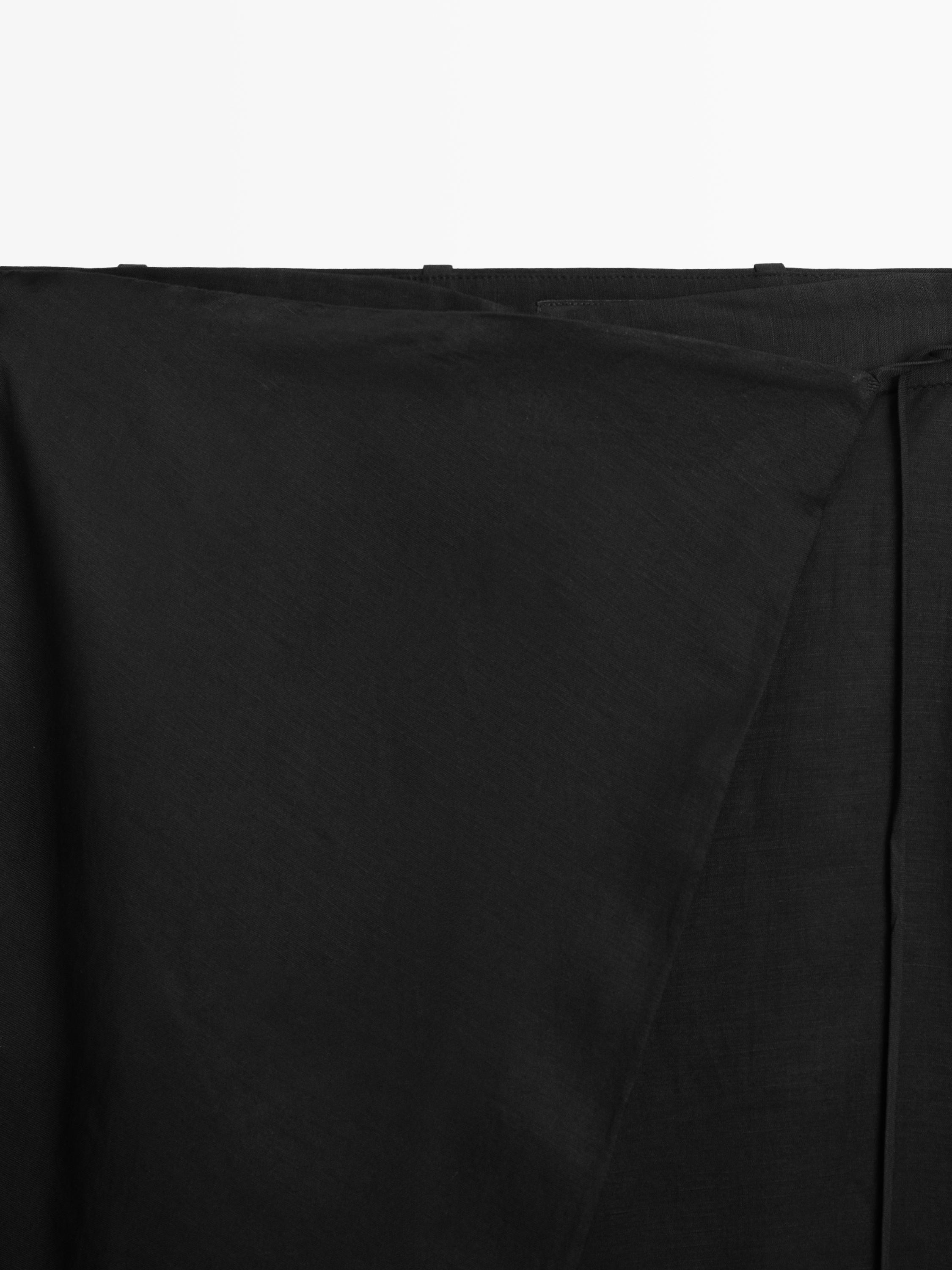 Flowing pareo trousers with tie detail — BLACK