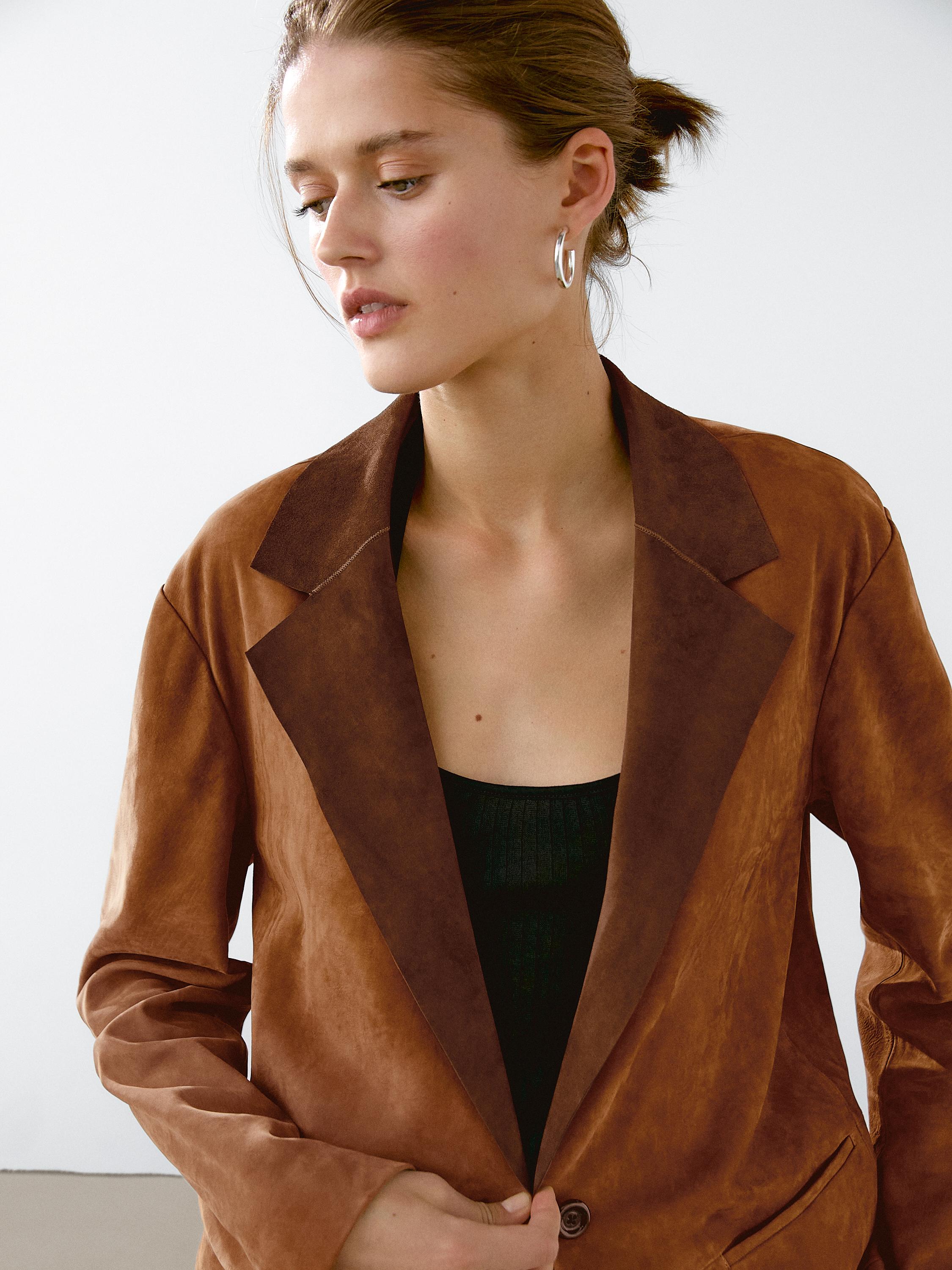 Flowing suede leather blazer