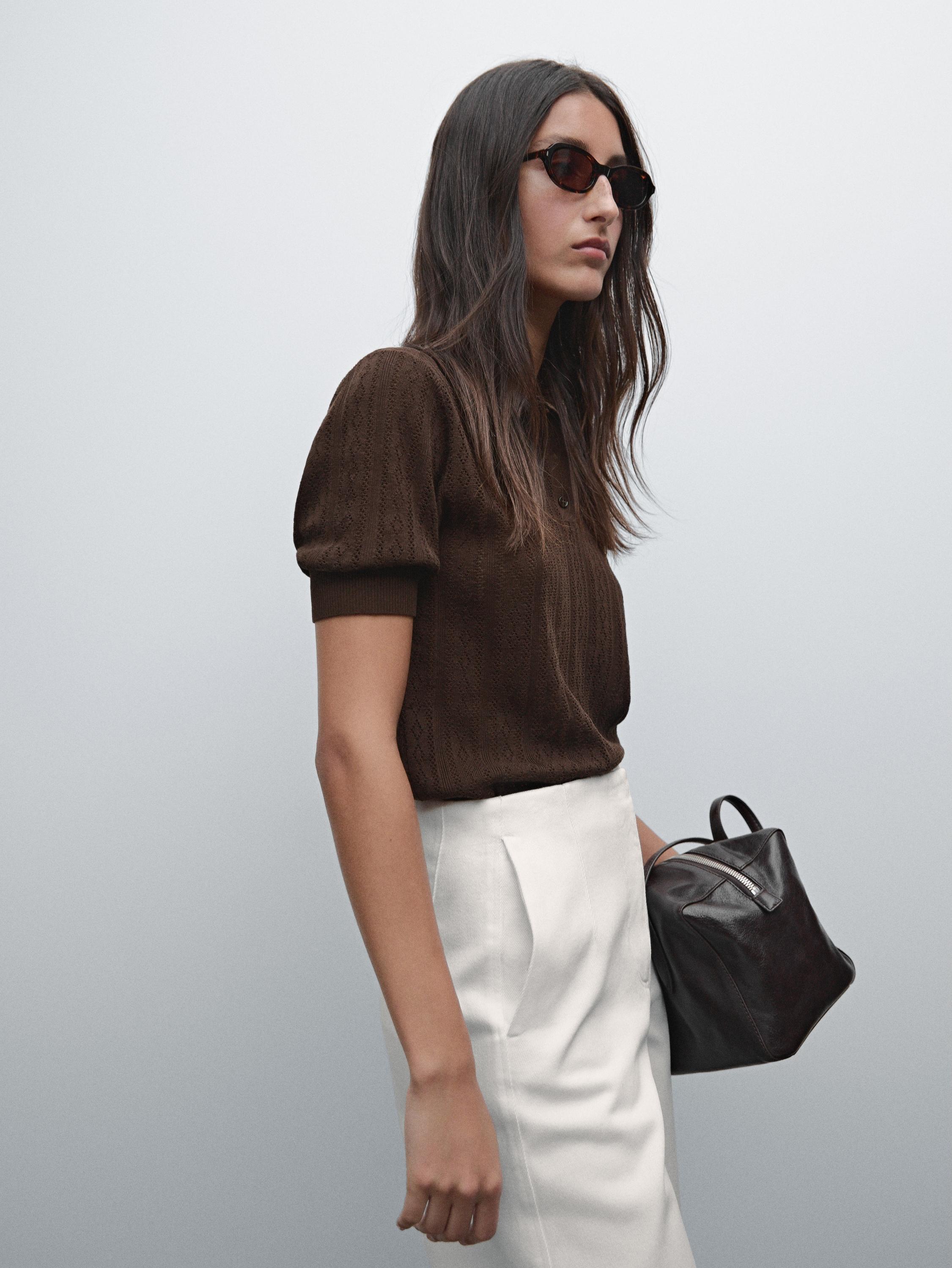 Wide-leg cotton trousers with no waistband