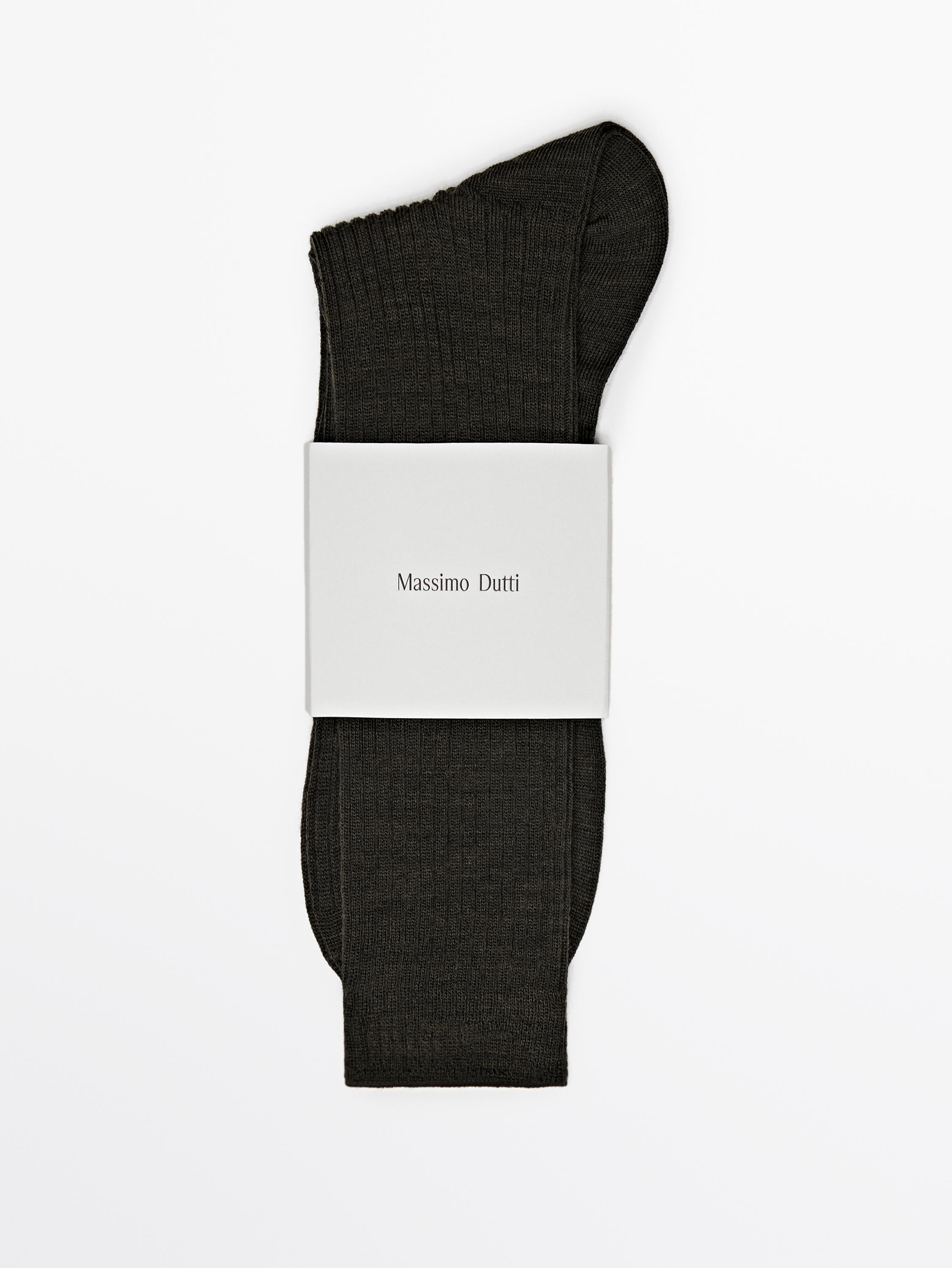 Ribbed Wool Blend Socks Khaki Navy Blue Black Charcoal Socks ribbed-wool-blend-socks-khaki-navy-blue-black-charcoal-socks