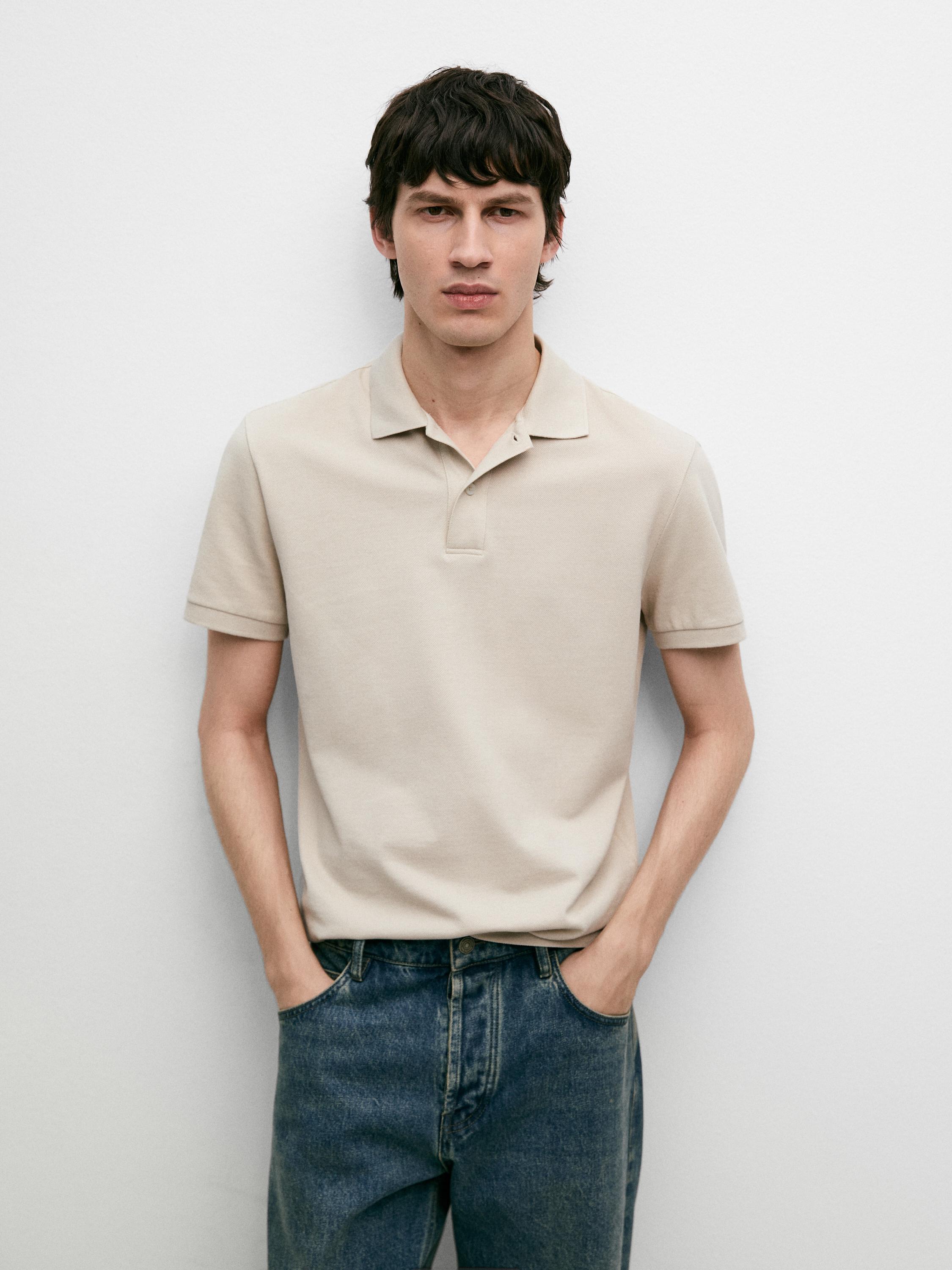 Micro textured cotton polo shirt
