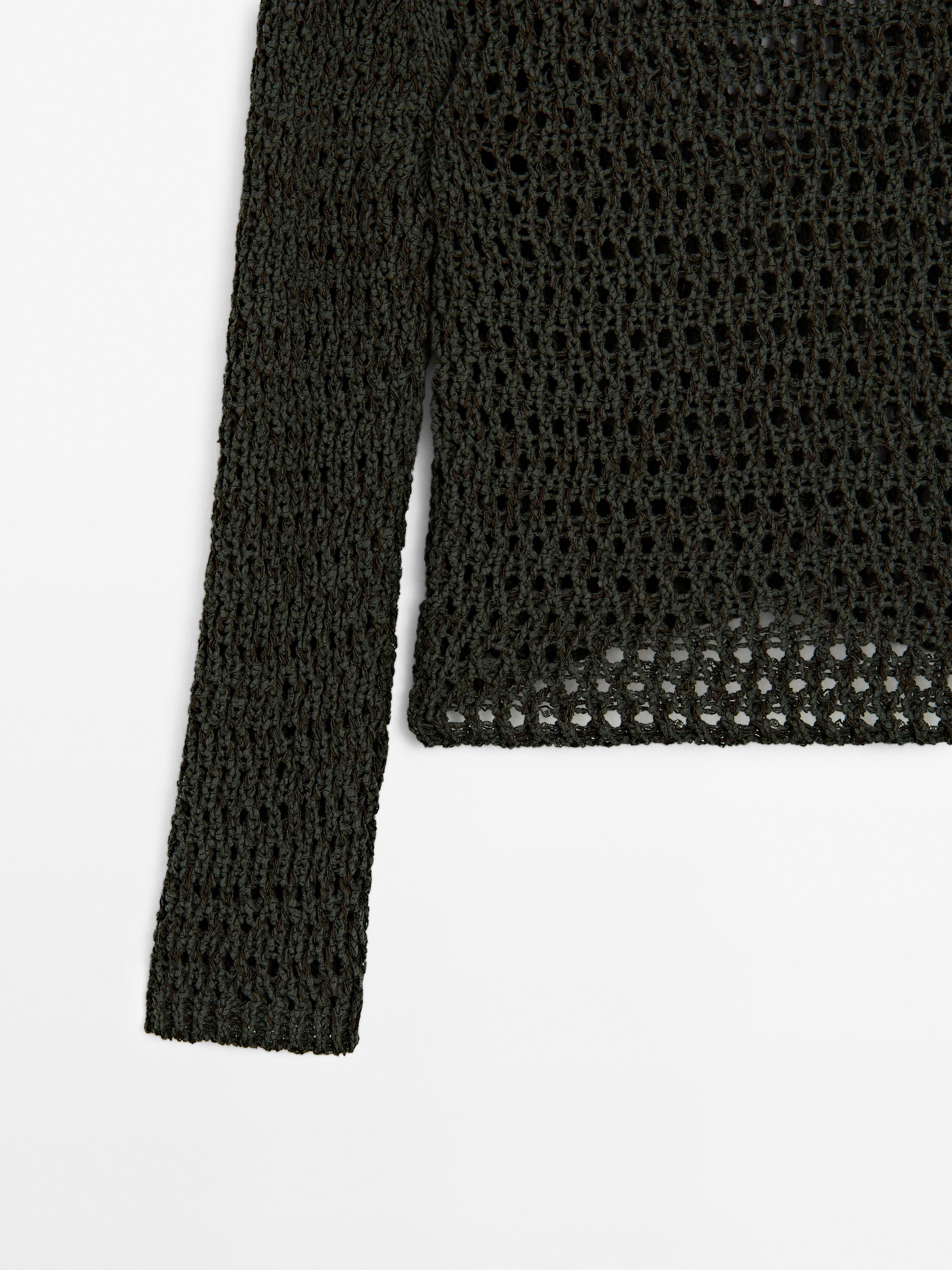Cotton blend cutwork sweater