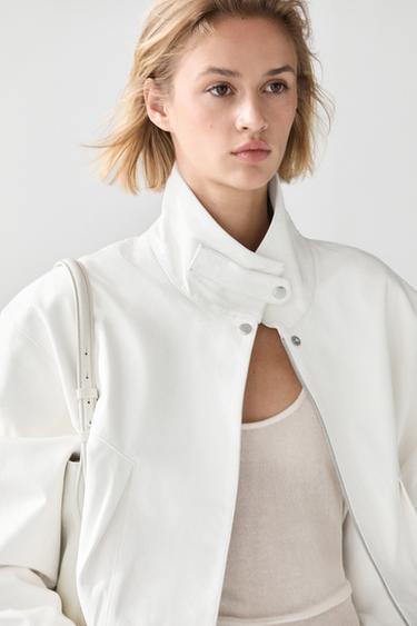 Nappa leather bomber jacket — WHITE 5