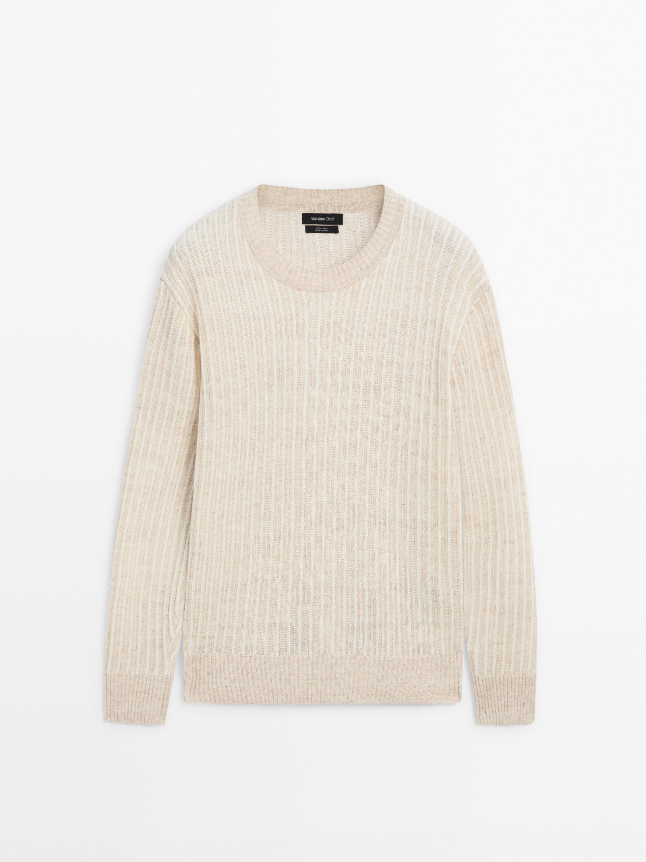 Jersey rib cuello redondo 100% lino