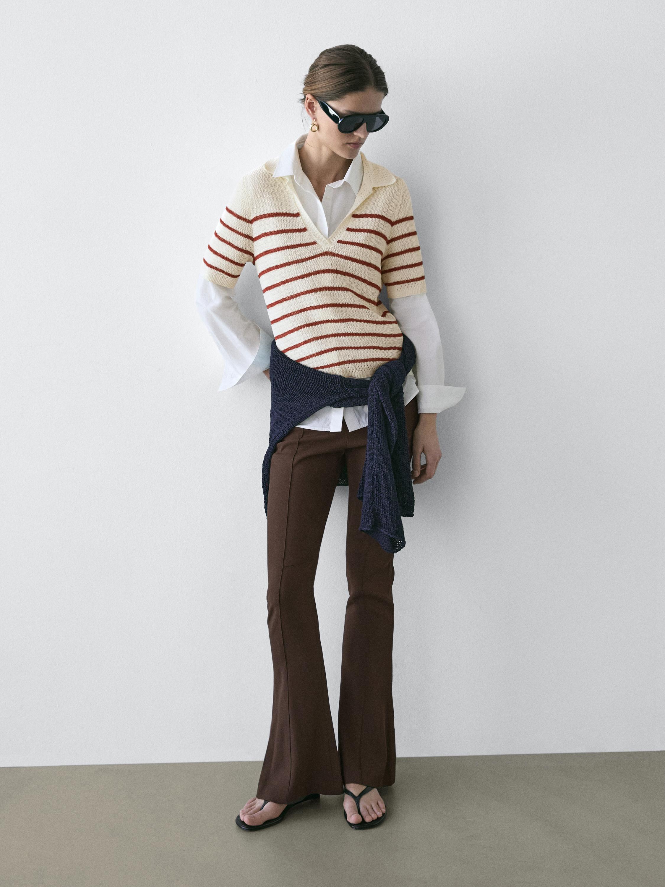 Flared trousers with pocket — BROWN