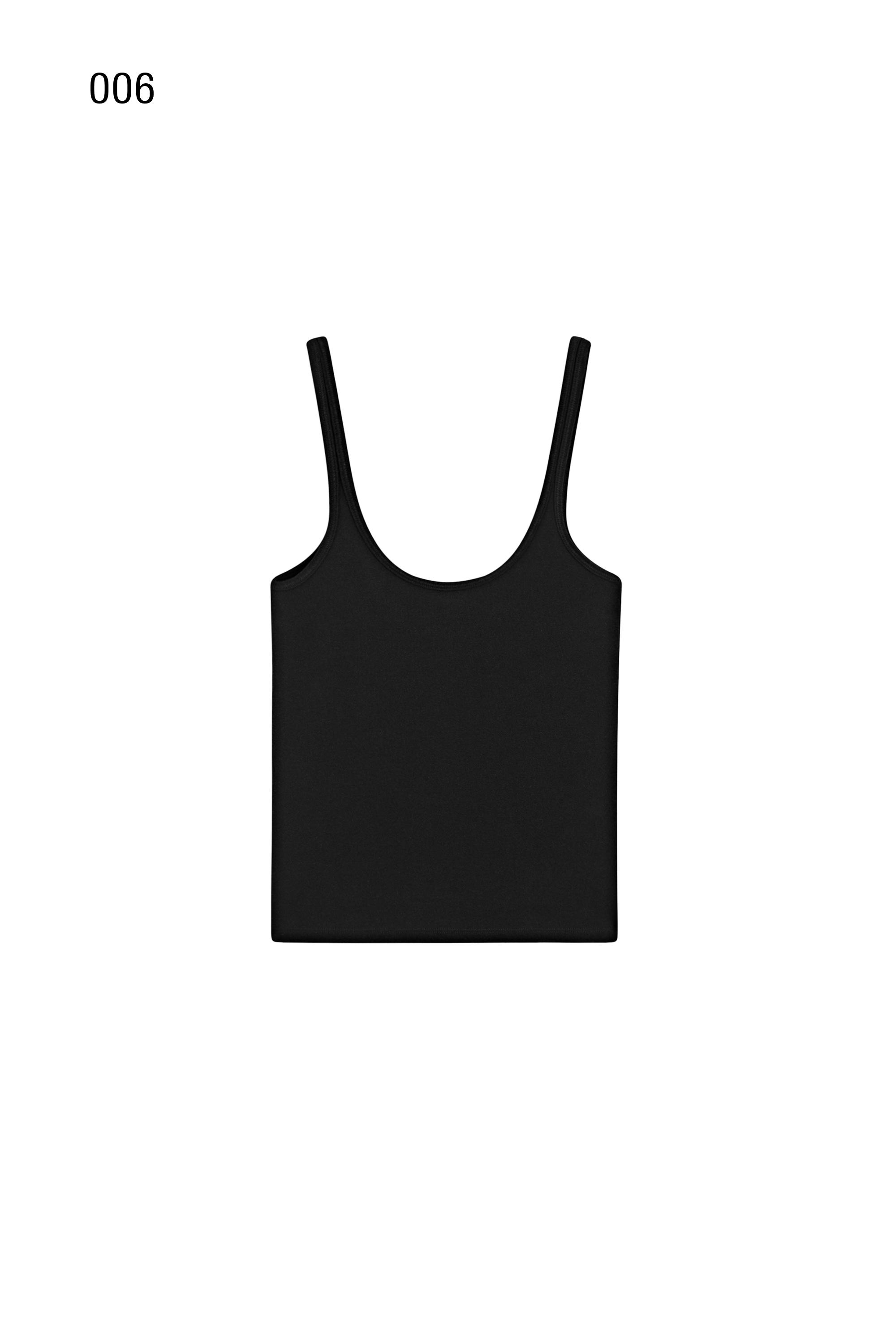 Strappy cotton blend top — BLACK