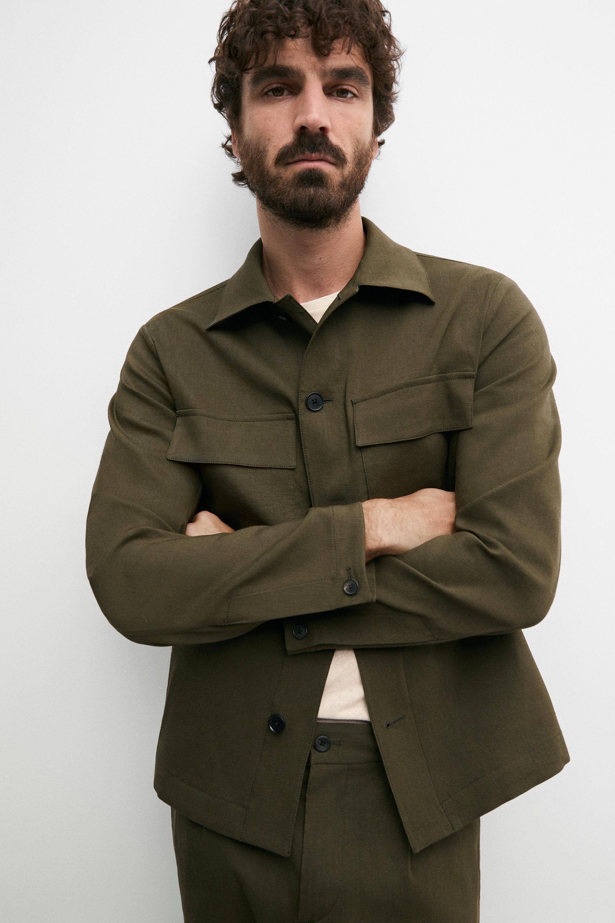 Total look overshirt with pocket detail — GREEN