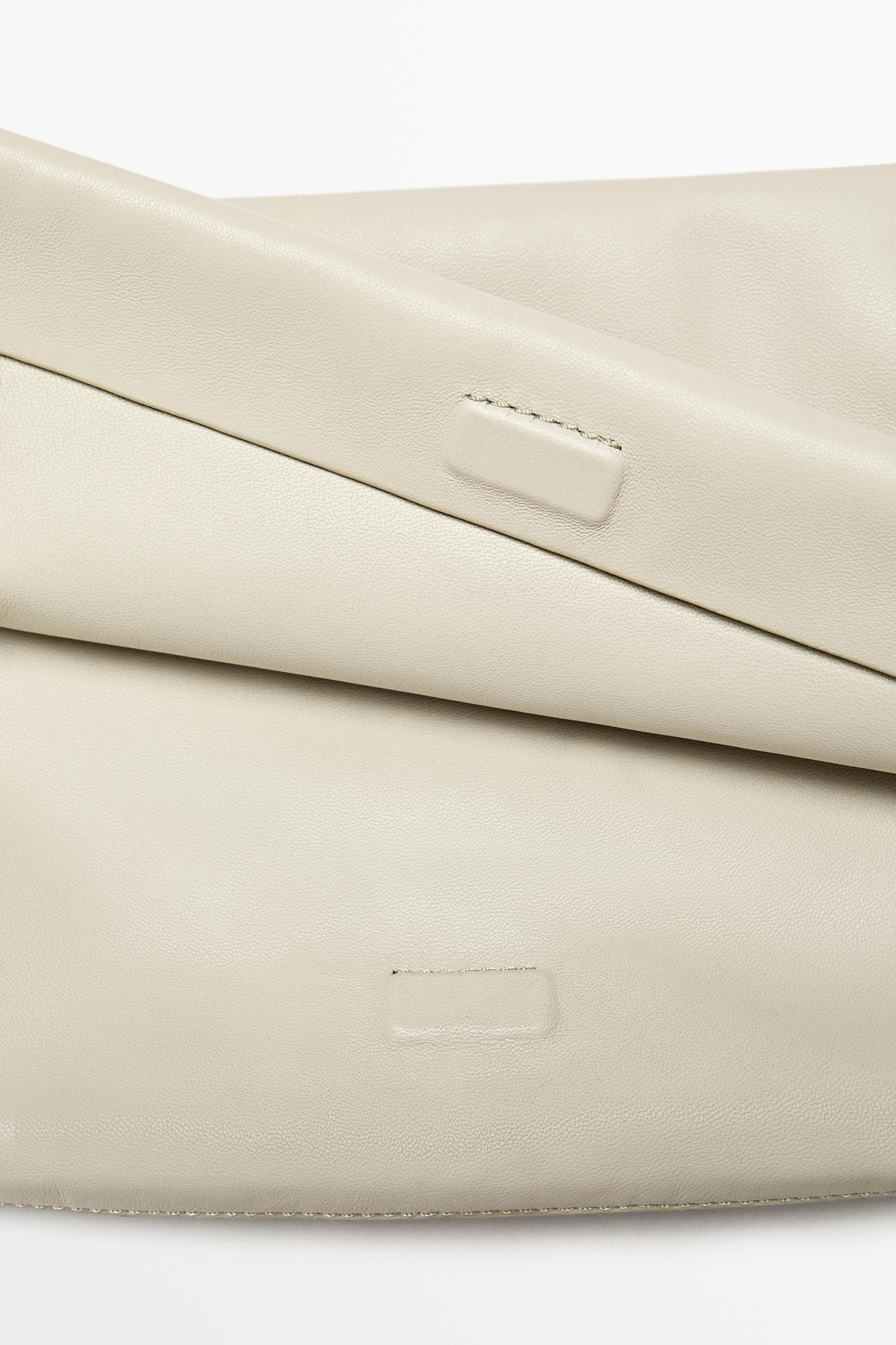 Nappa leather crossbody bag with topstitching — Gold