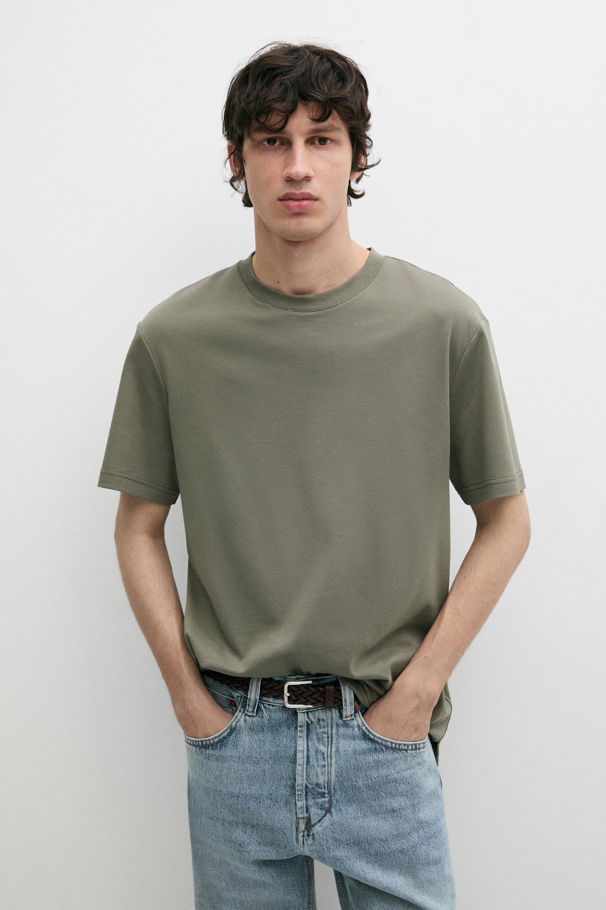 100% cotton short-sleeve T-shirt — PALE KHAKI