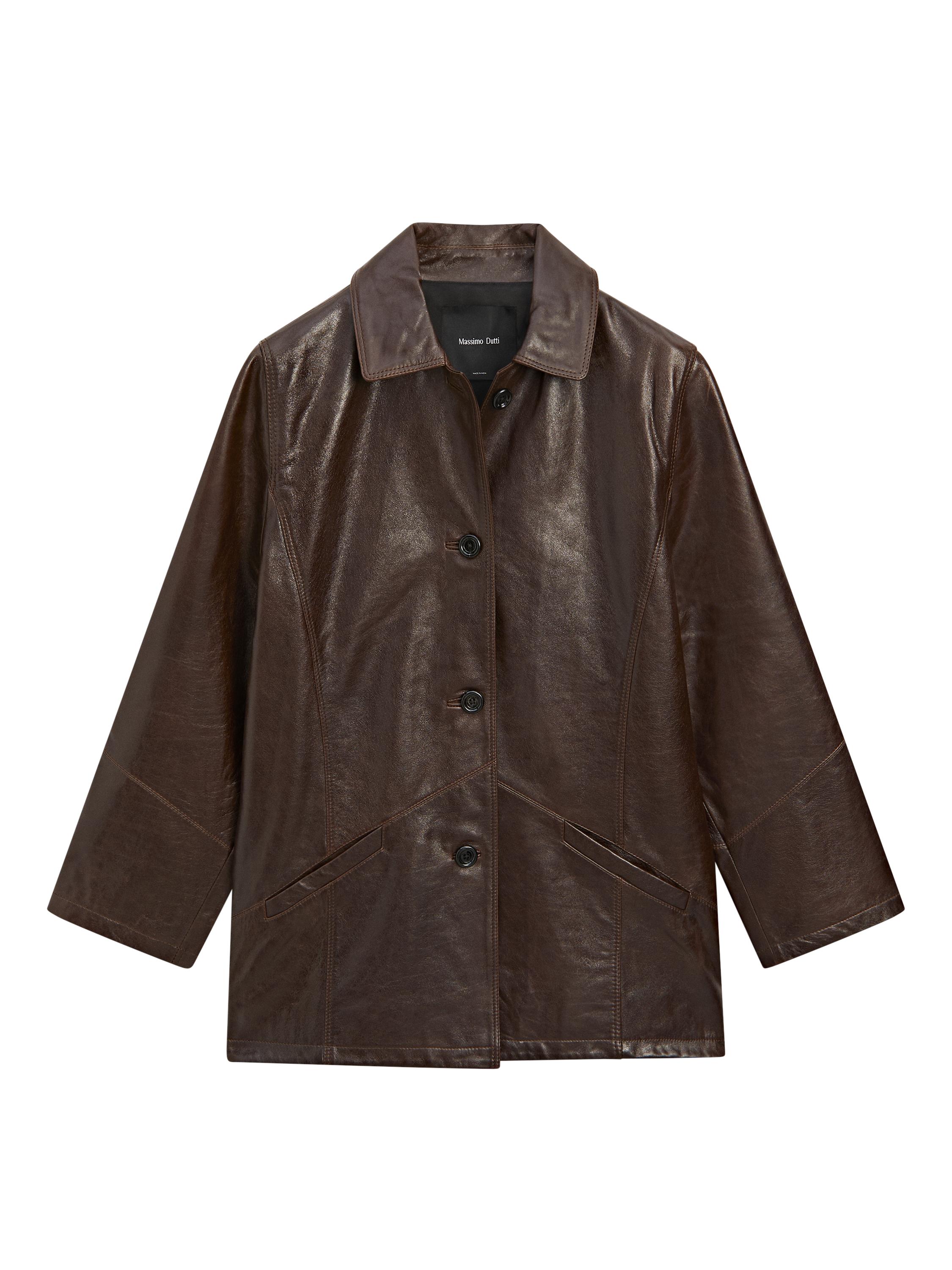 Nappa leather jacket with pockets · Brown · Bomberâ Jacket