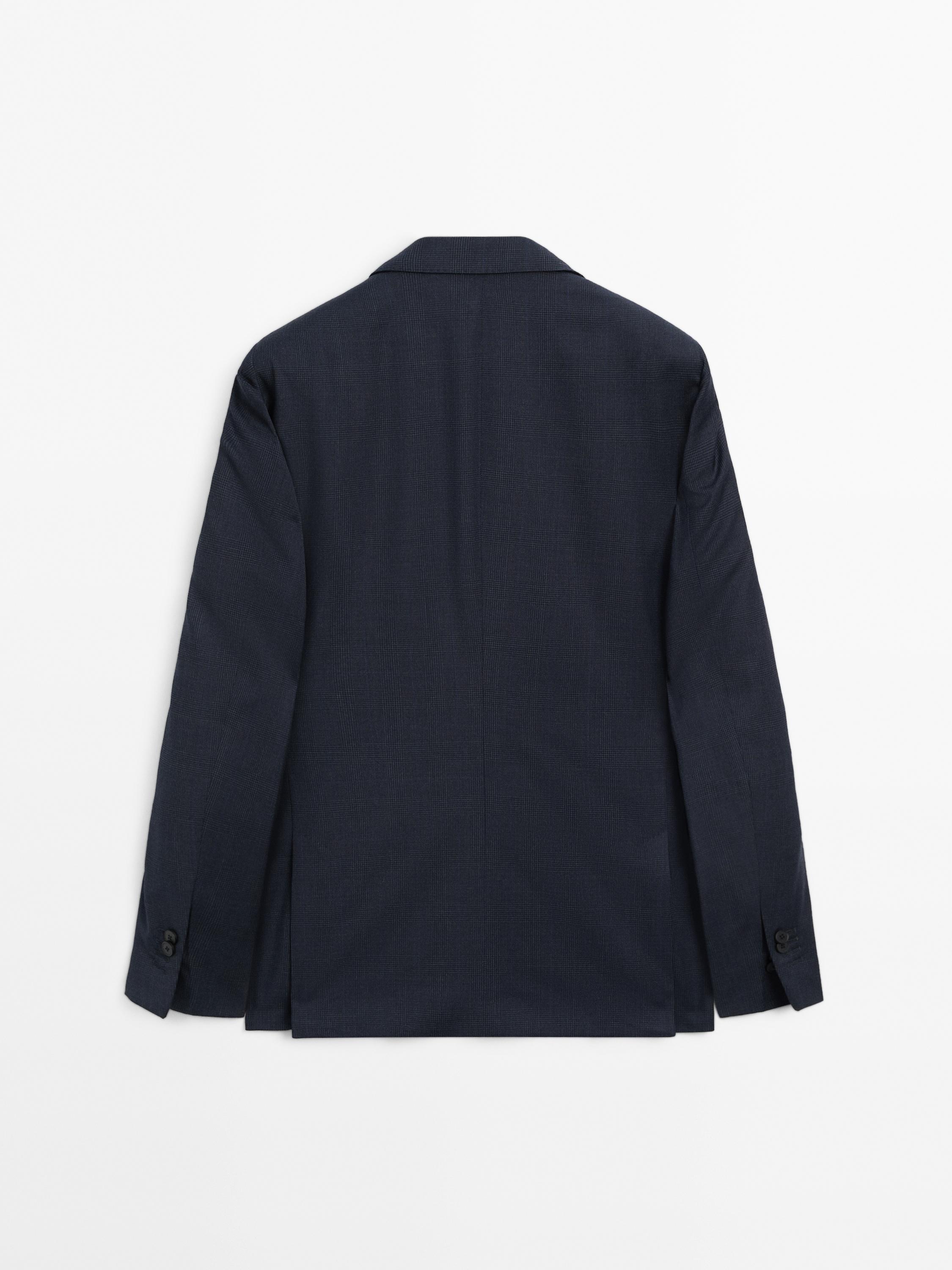 Check wool suit blazer