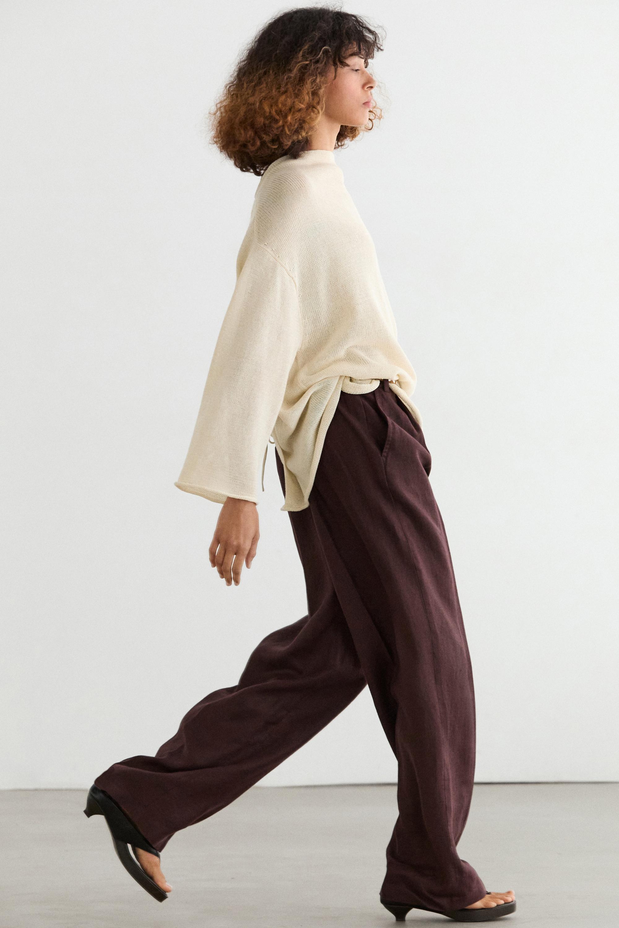 100% linen wide-leg elasticated trousers — GRANADA