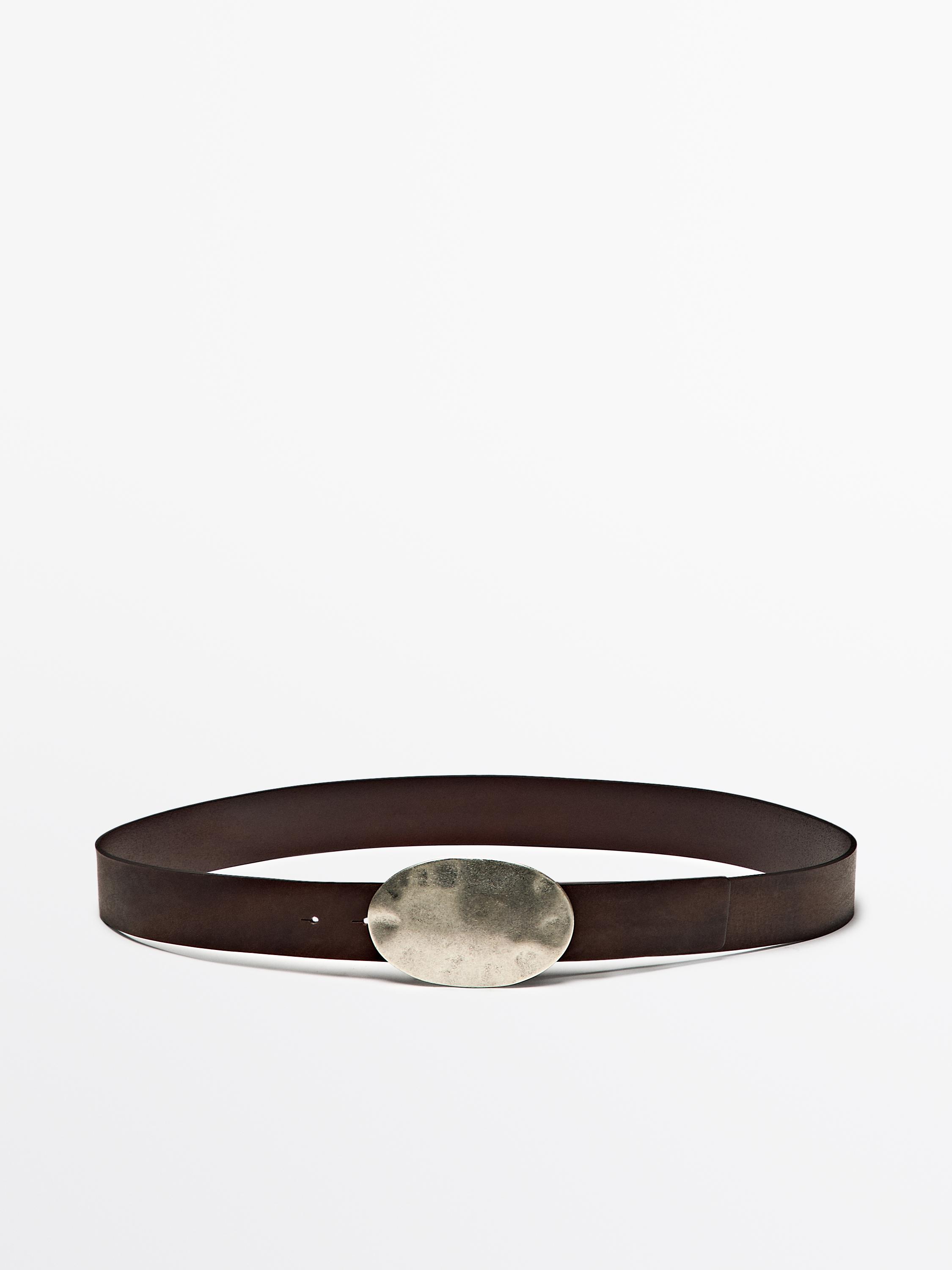 حزام من جلد النابا بإبزيم معدن