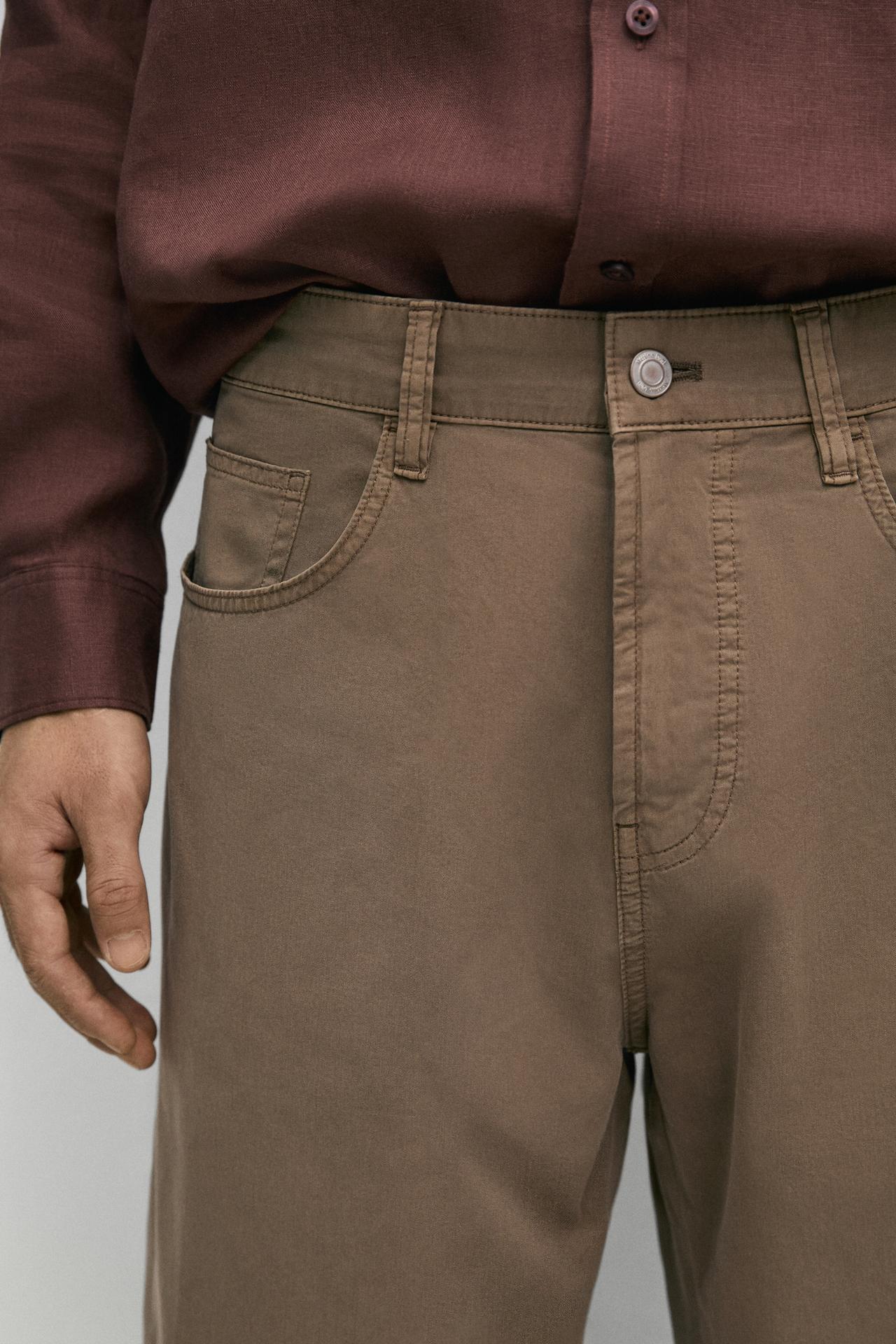 Barrel fit poplin denim-effect pants — OCHRE