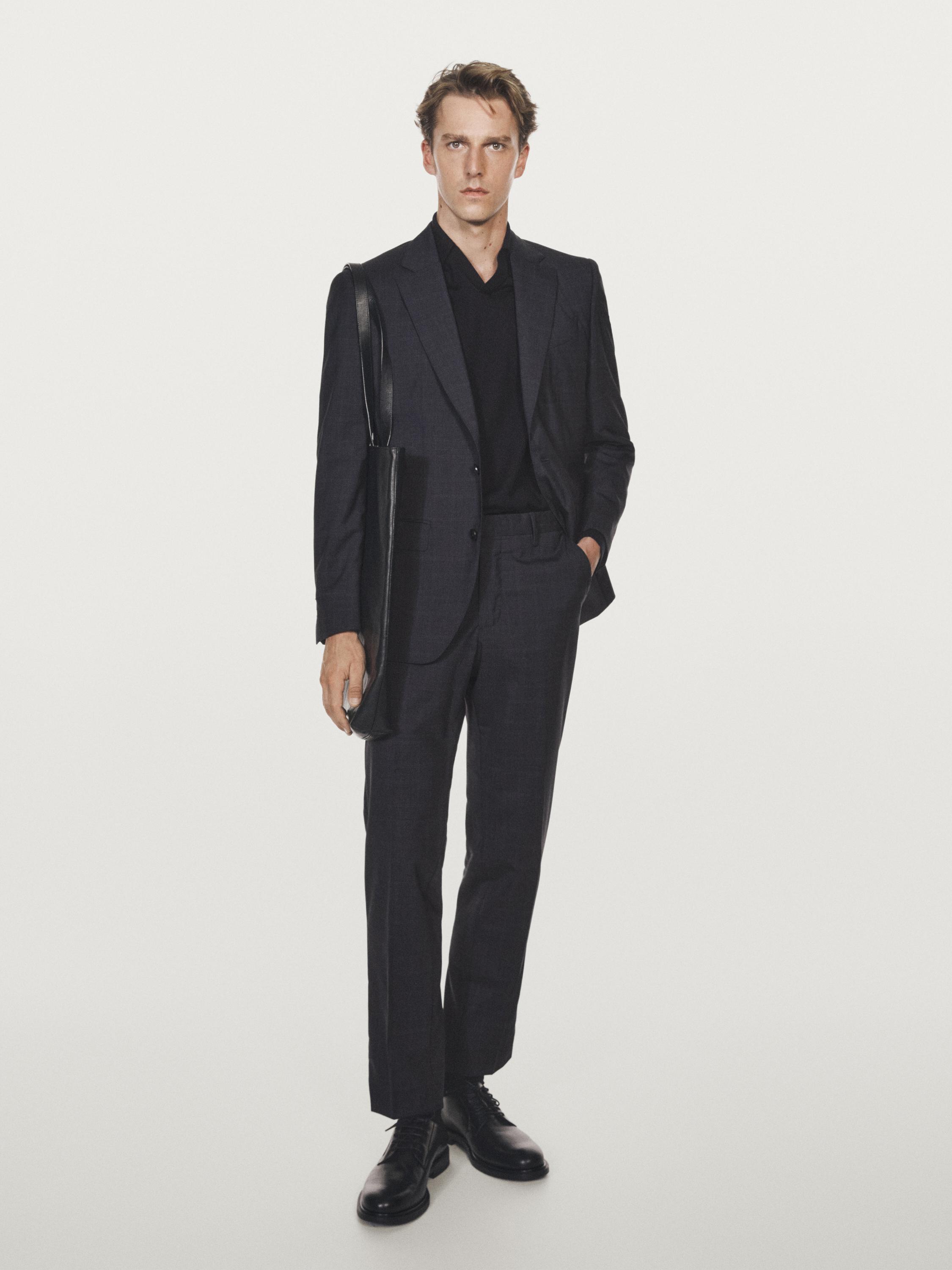100% wool check suit blazer