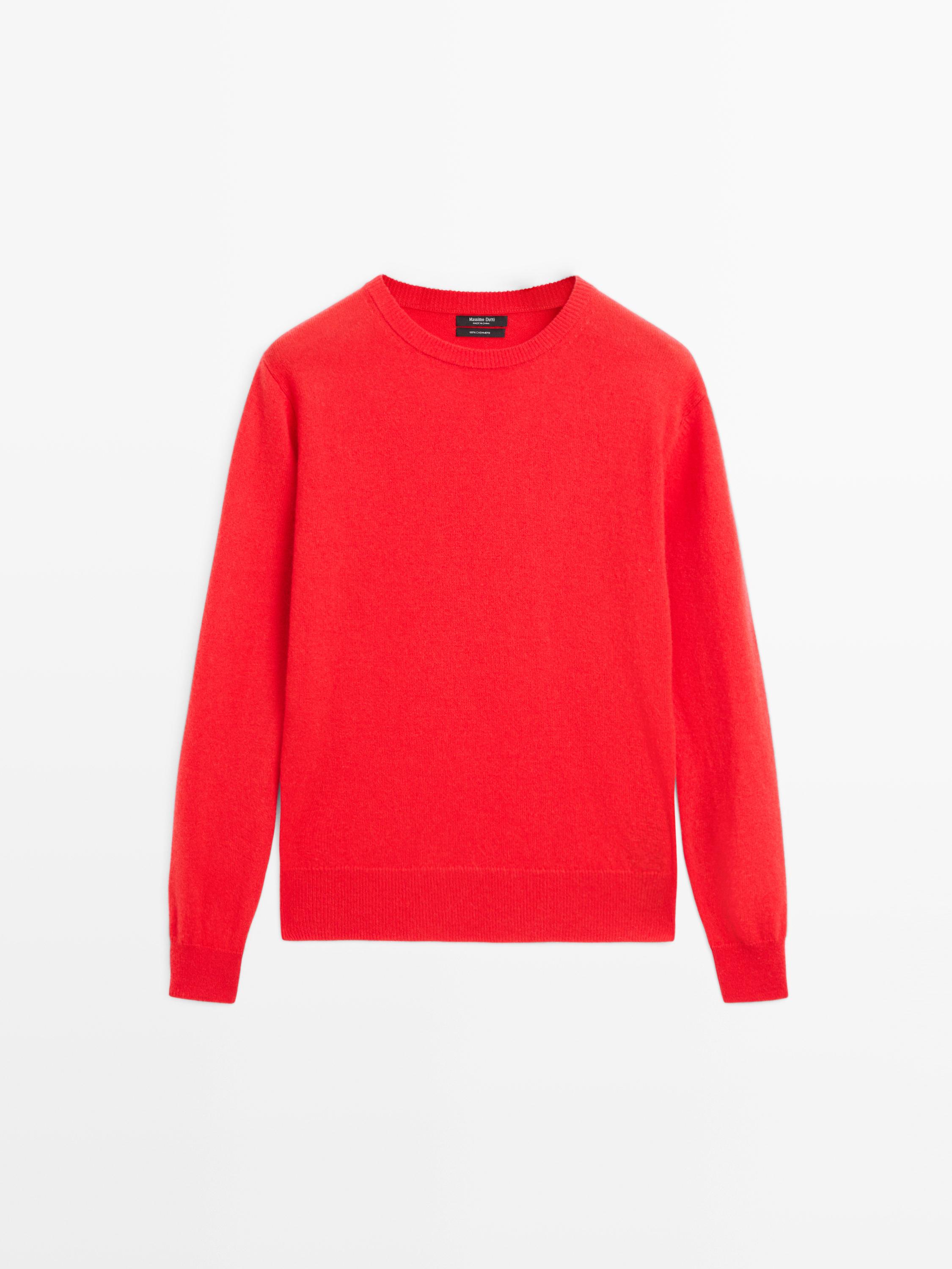 100% cashmere long sleeve sweater — ORANGE