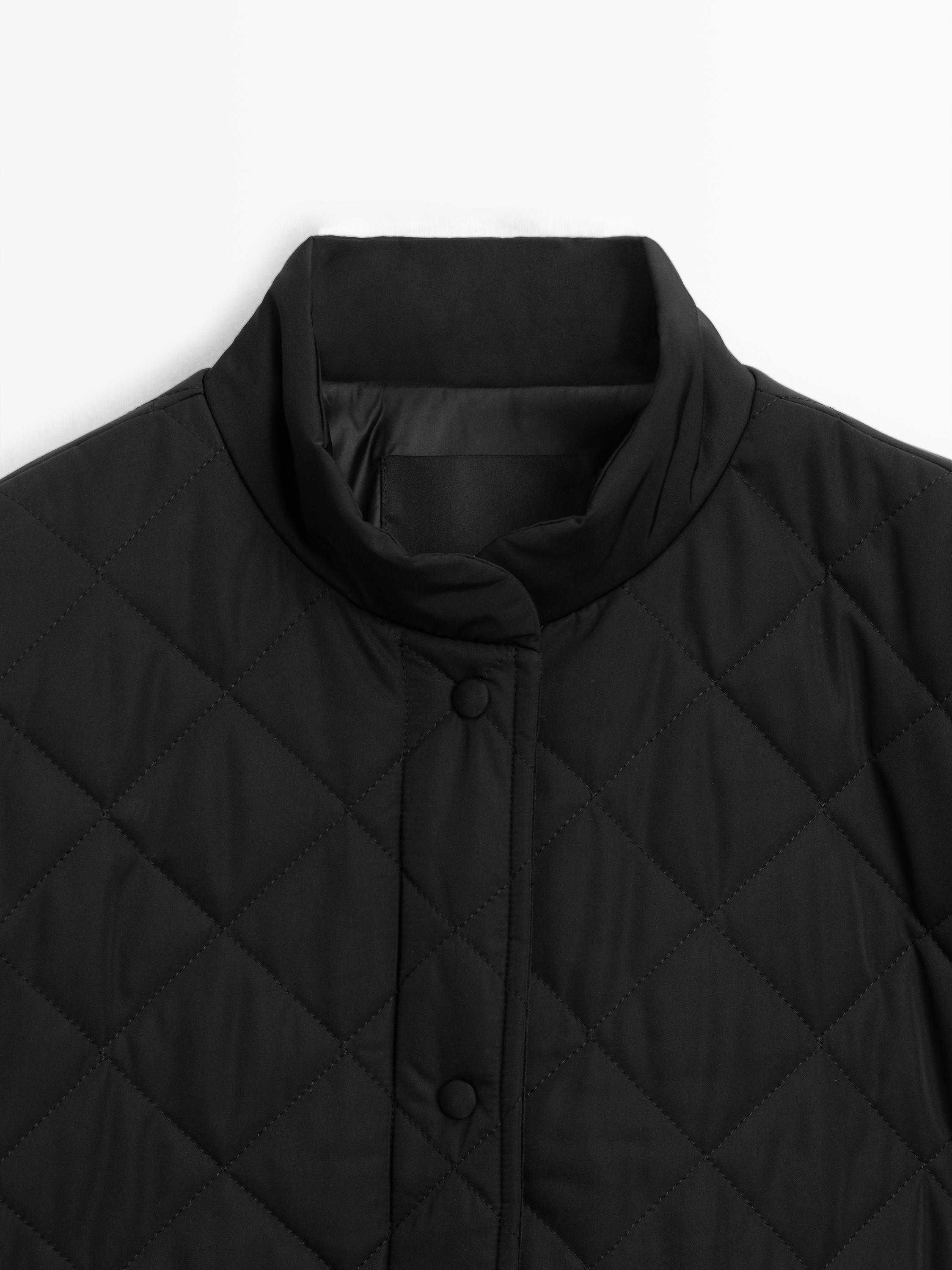Short water-repellent puffer jacket — BLACK