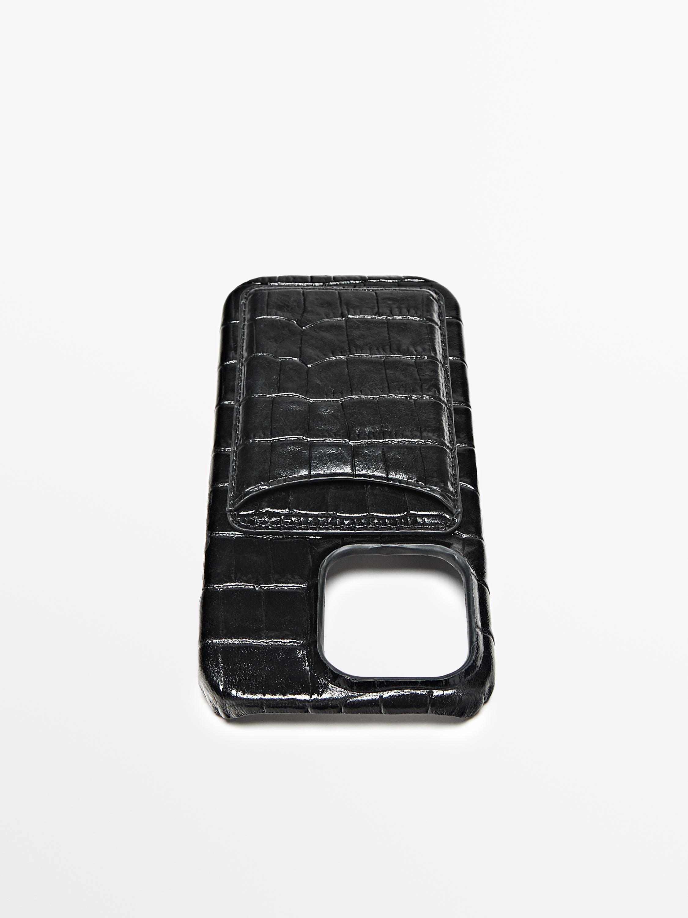 Nappa leather iPhone 16 Pro case — BLACK
